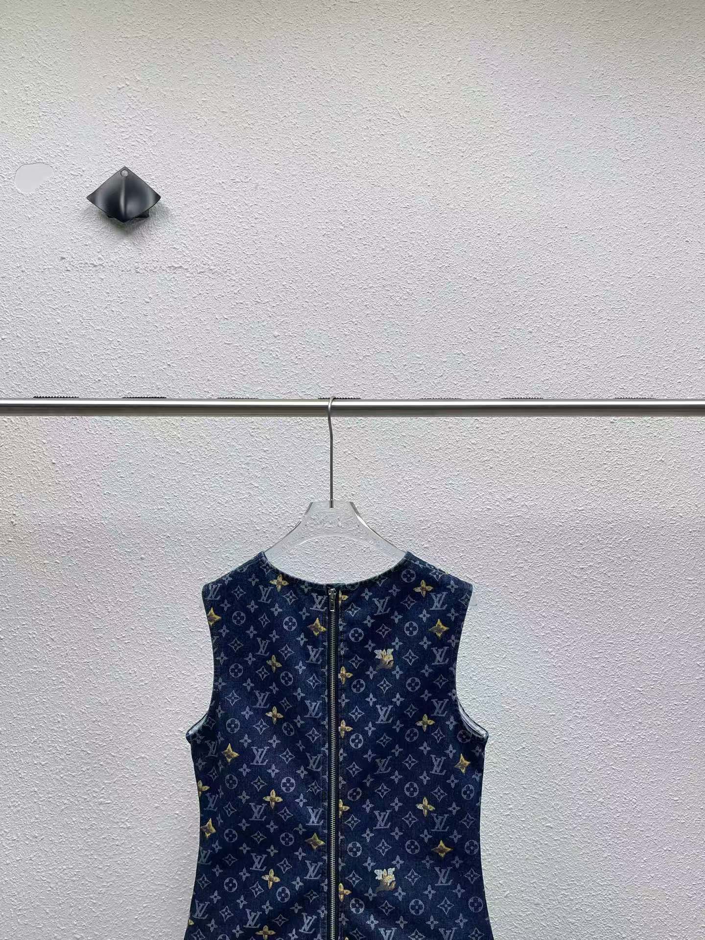 LV Classic Monogram Sleeveless Denim Dress.