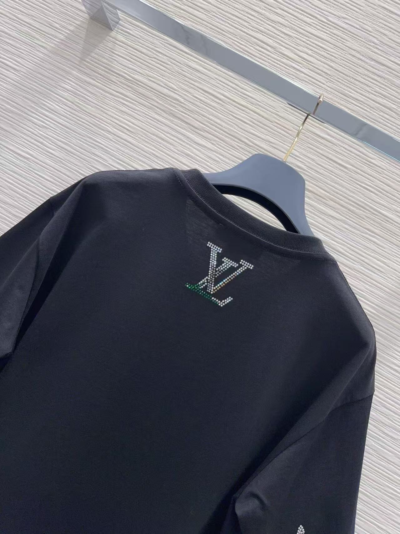 LV Rhinestone-Embellished Monogram Short-Sleeve T-Shirt