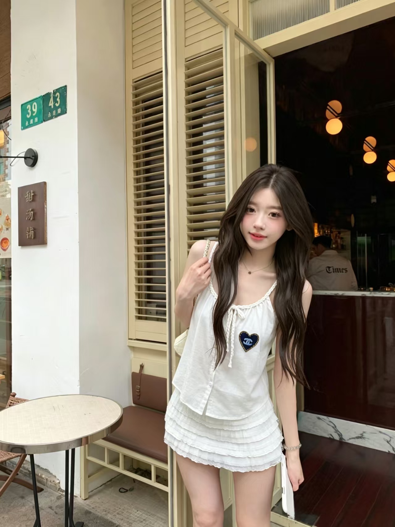 Cha Love Embroidered Strap Shirt