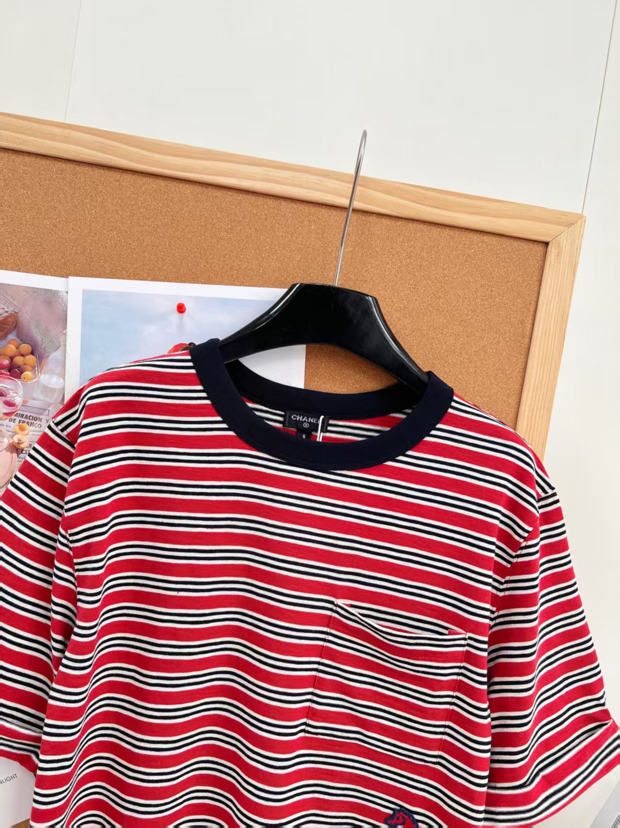 Cha Limited Edition Seahorse Embroidery Striped Short Sleeve T-shirt