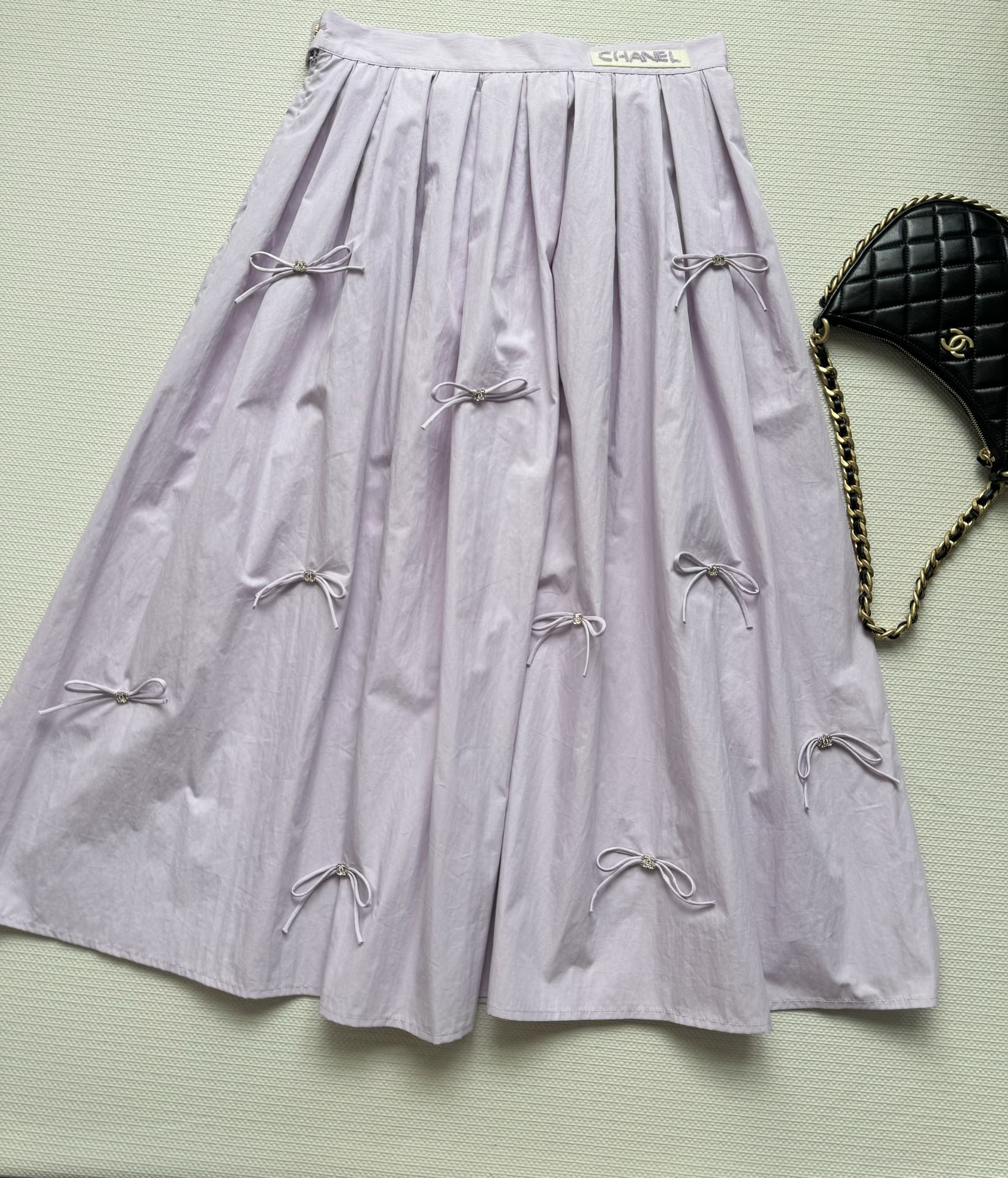Cha New Bowknot LOGO Pleated Skirt
