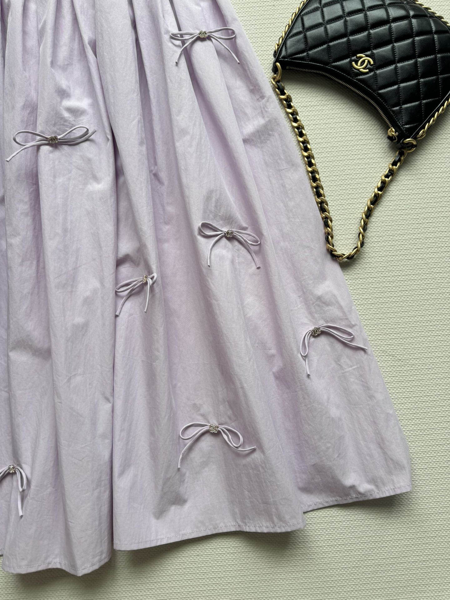 Cha New Bowknot LOGO Pleated Skirt