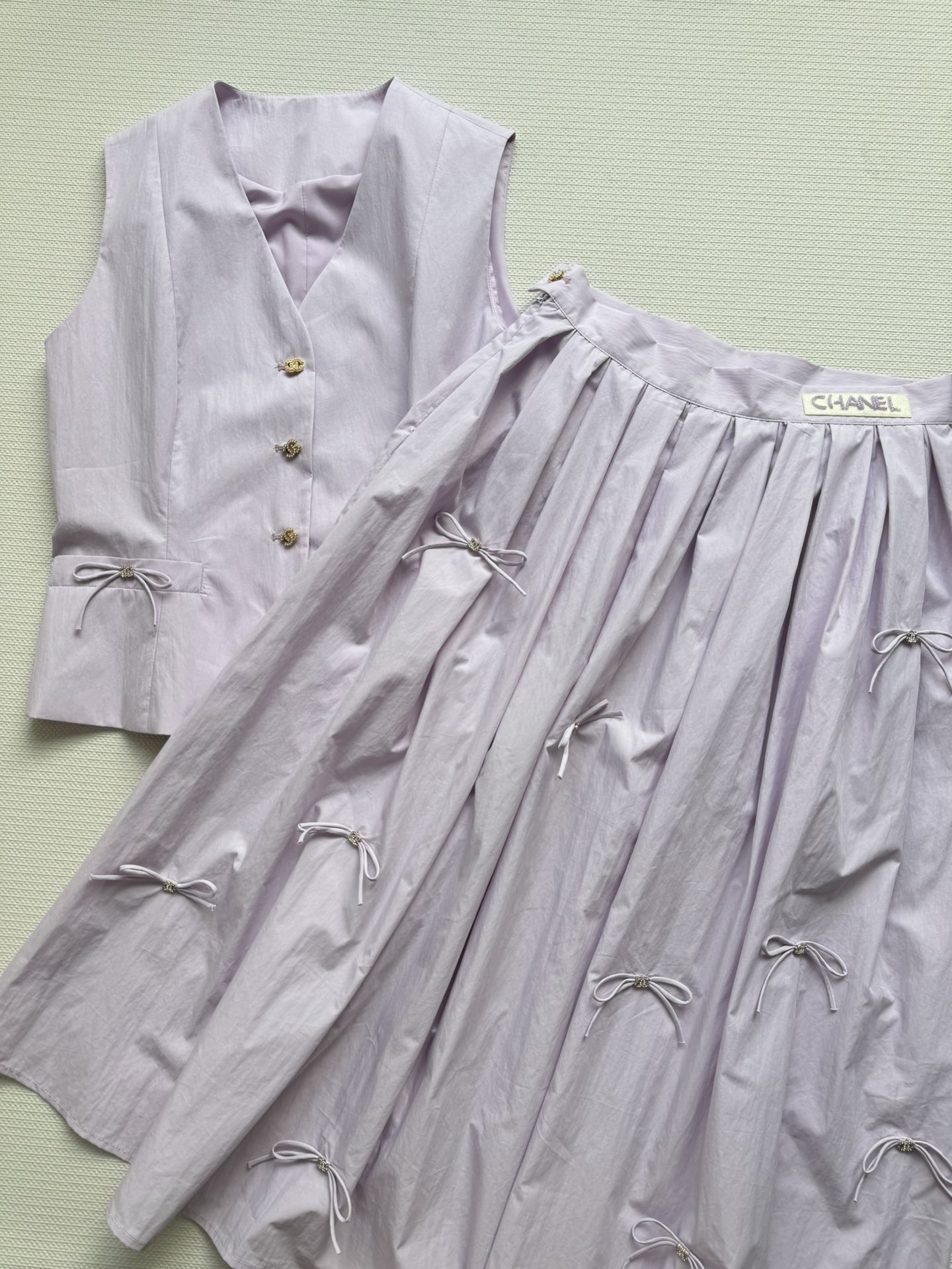 Cha New Bowknot LOGO Pleated Skirt