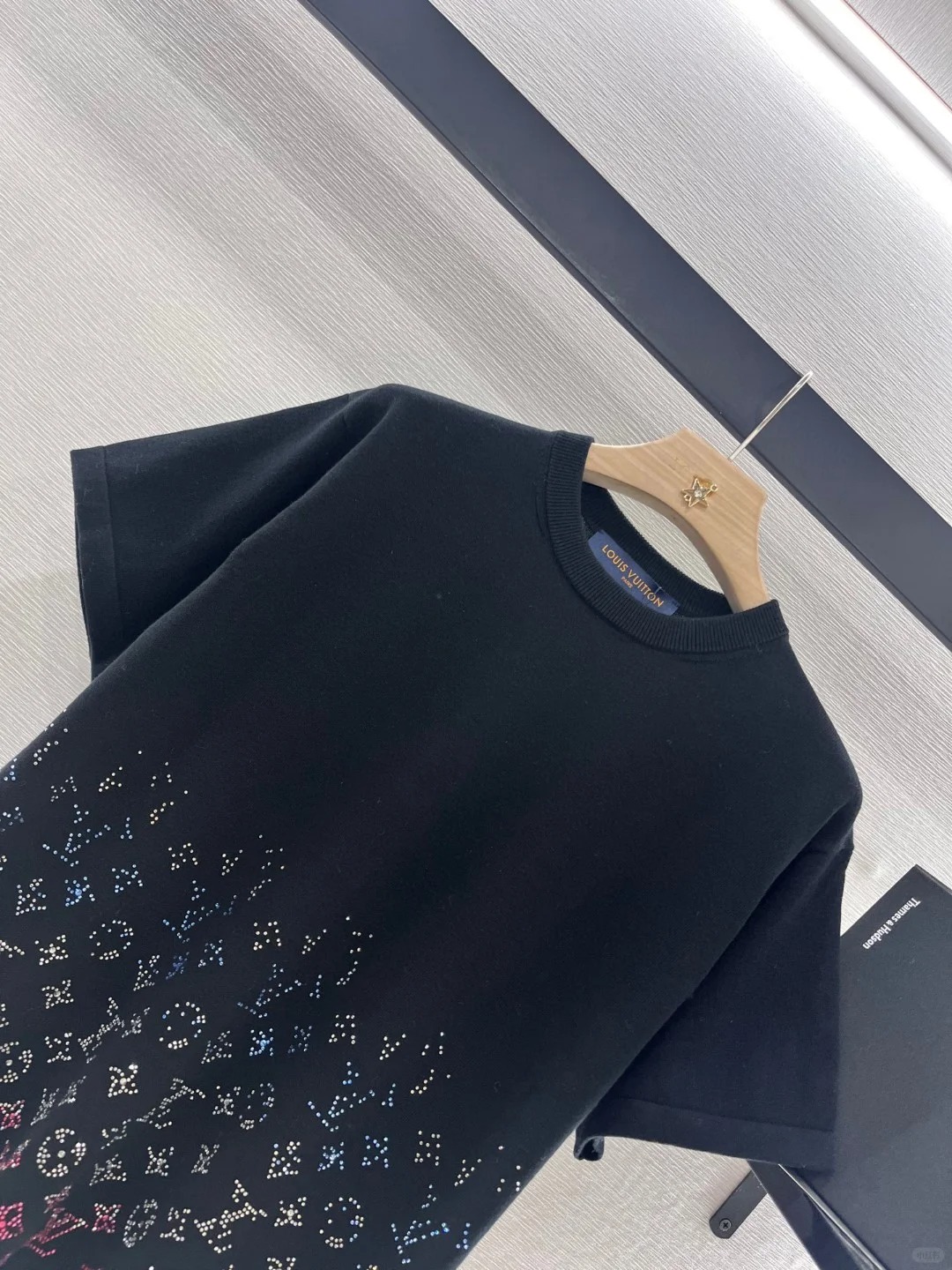 Louis Vuit25SS rhinestone trompe l'oeil jersey t-shirt