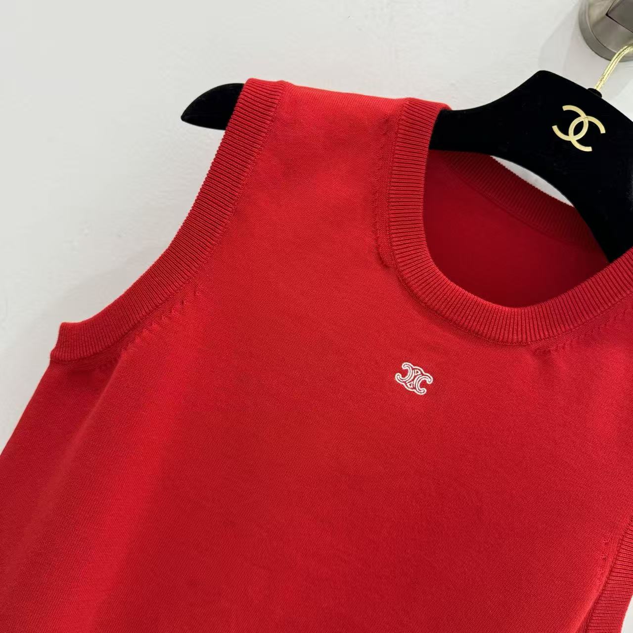 Minimal Embroidered Knit Tank Top