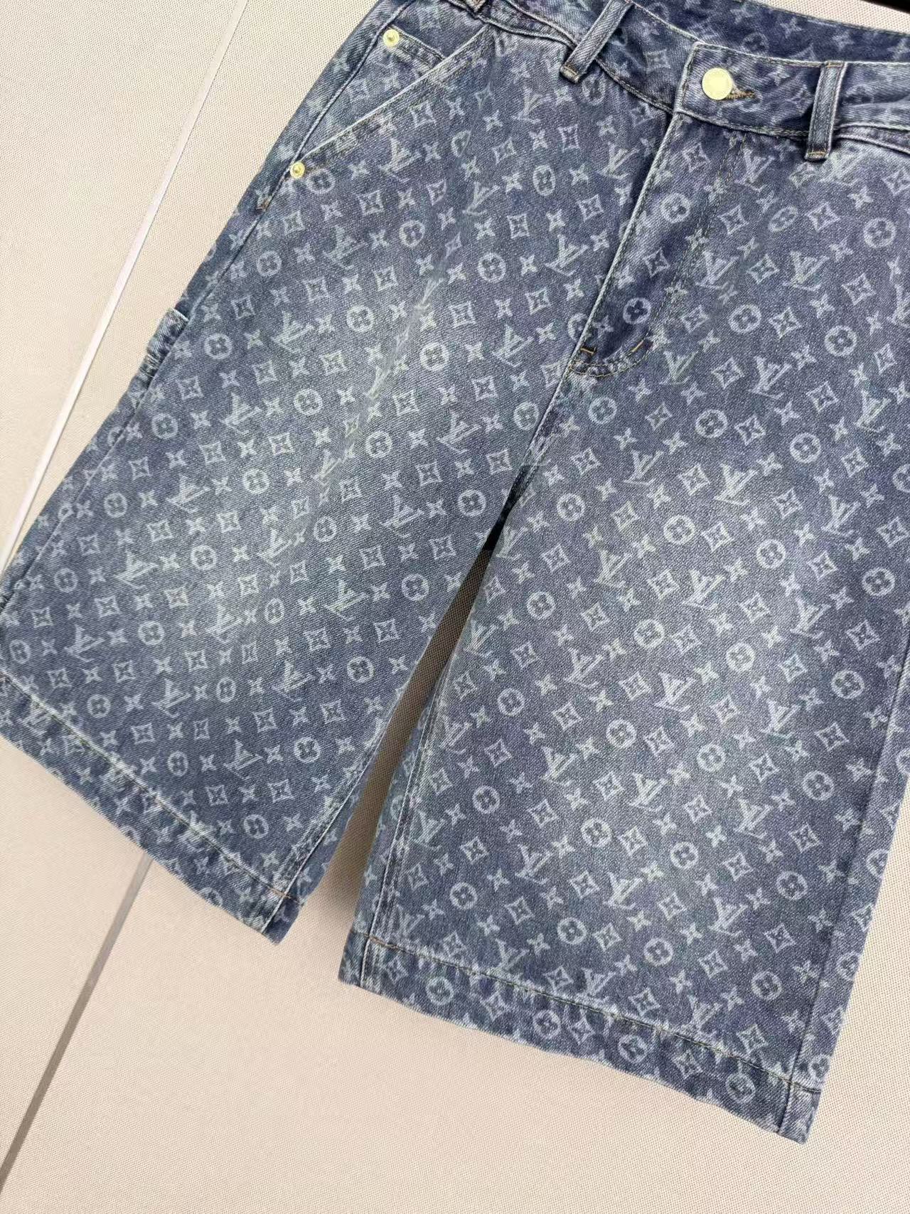 LO 26High Waist Vintage Printed Knee Length Denim Shorts