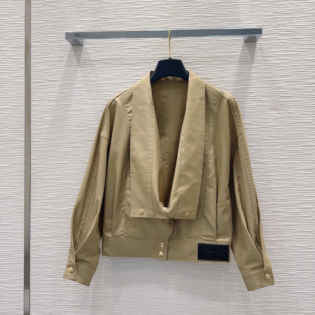 LO 26 Khaki Draped Collar Cropped Jacket