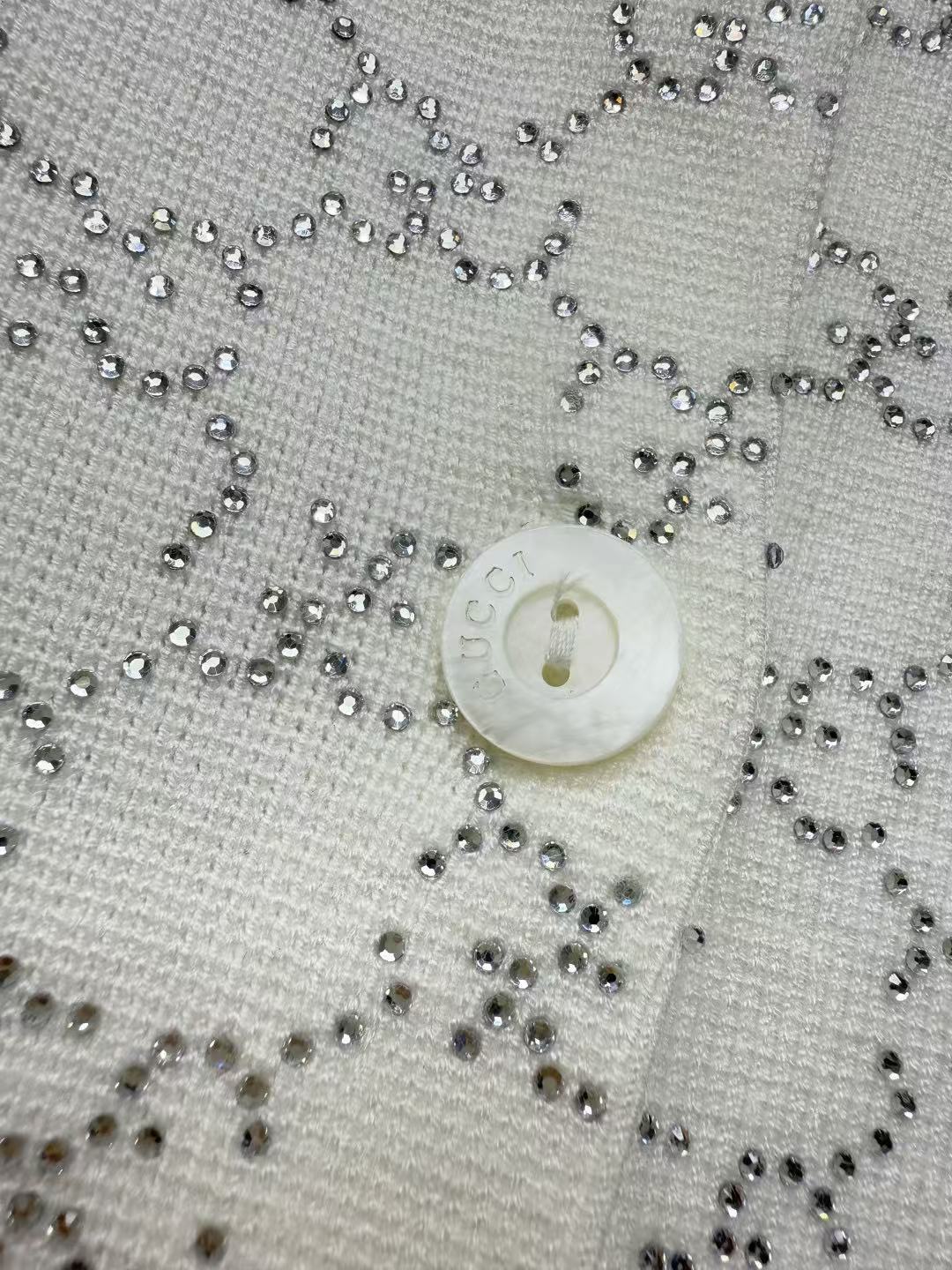 GU 26 Gradient Rhinestone Monogram Knit Cardigan