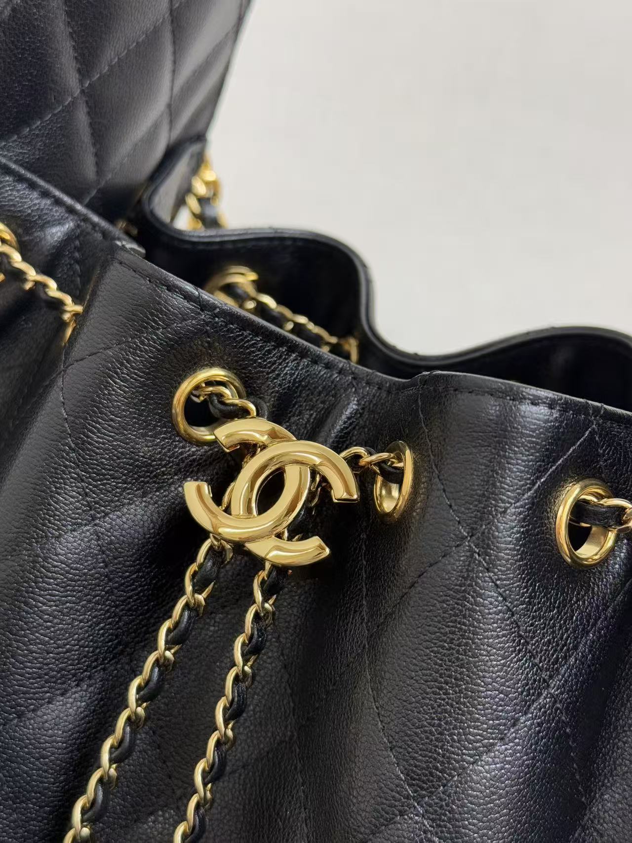 CC26SS Mini Caviar Drawstring Bucket Bag