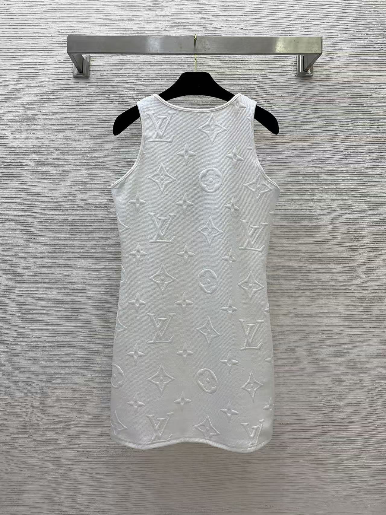 LO 26 White Embossed Motif Sleeveless Mini Tank Dress Front Letter Print