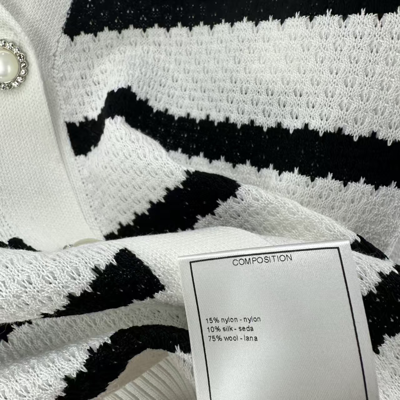 Cha Black and white striped knit cardigan