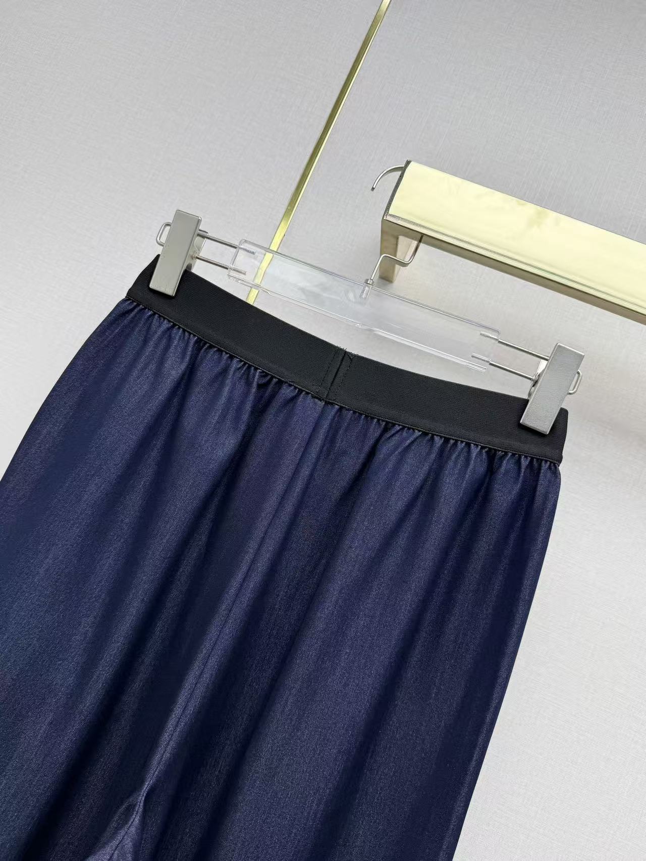 PR 26 Soft Denim Elastic Waist Wide Leg Trousers