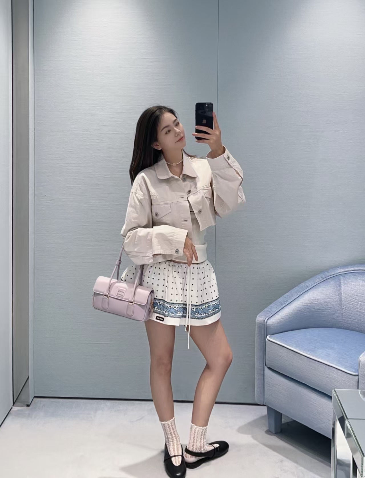 Mi*26ss New Arrival Polka Dot Print Mini Skirt