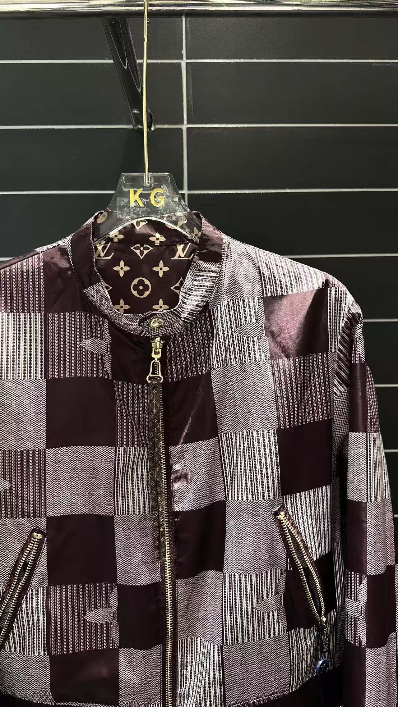 LO 26 Dark Brown All Over Print Bomber Jacket