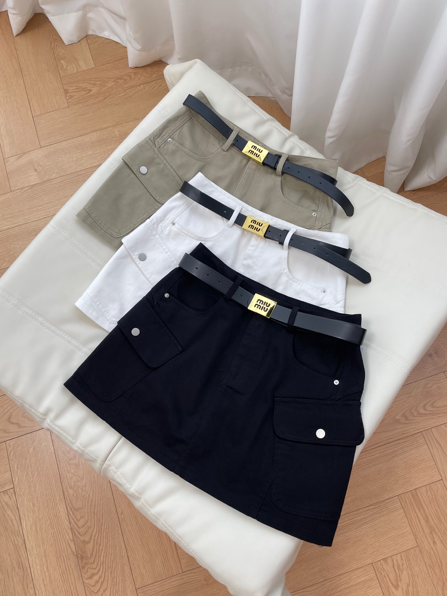 Mi Utility Style Belted Denim MiSkirt