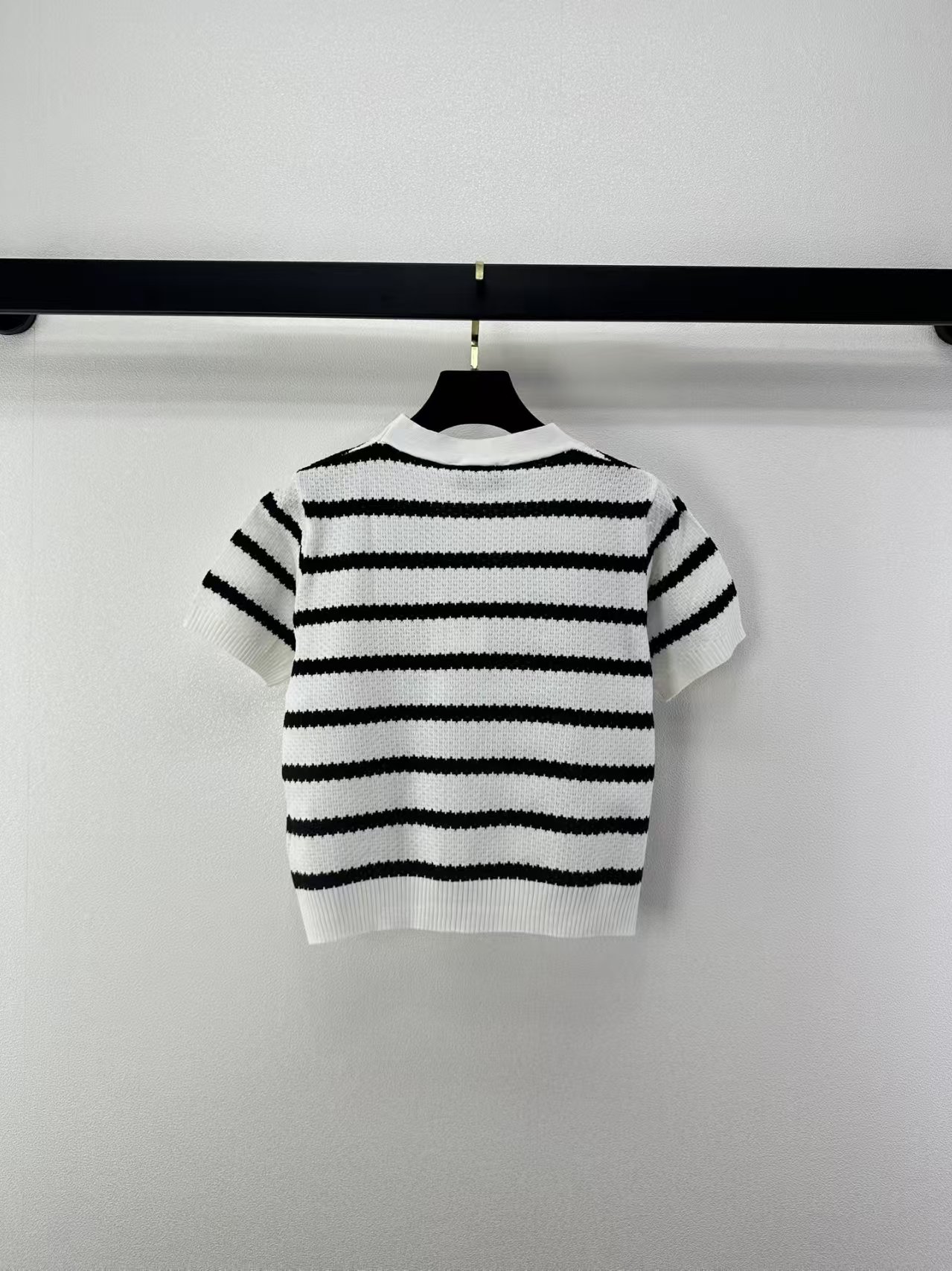 Cha Black and white striped knit cardigan