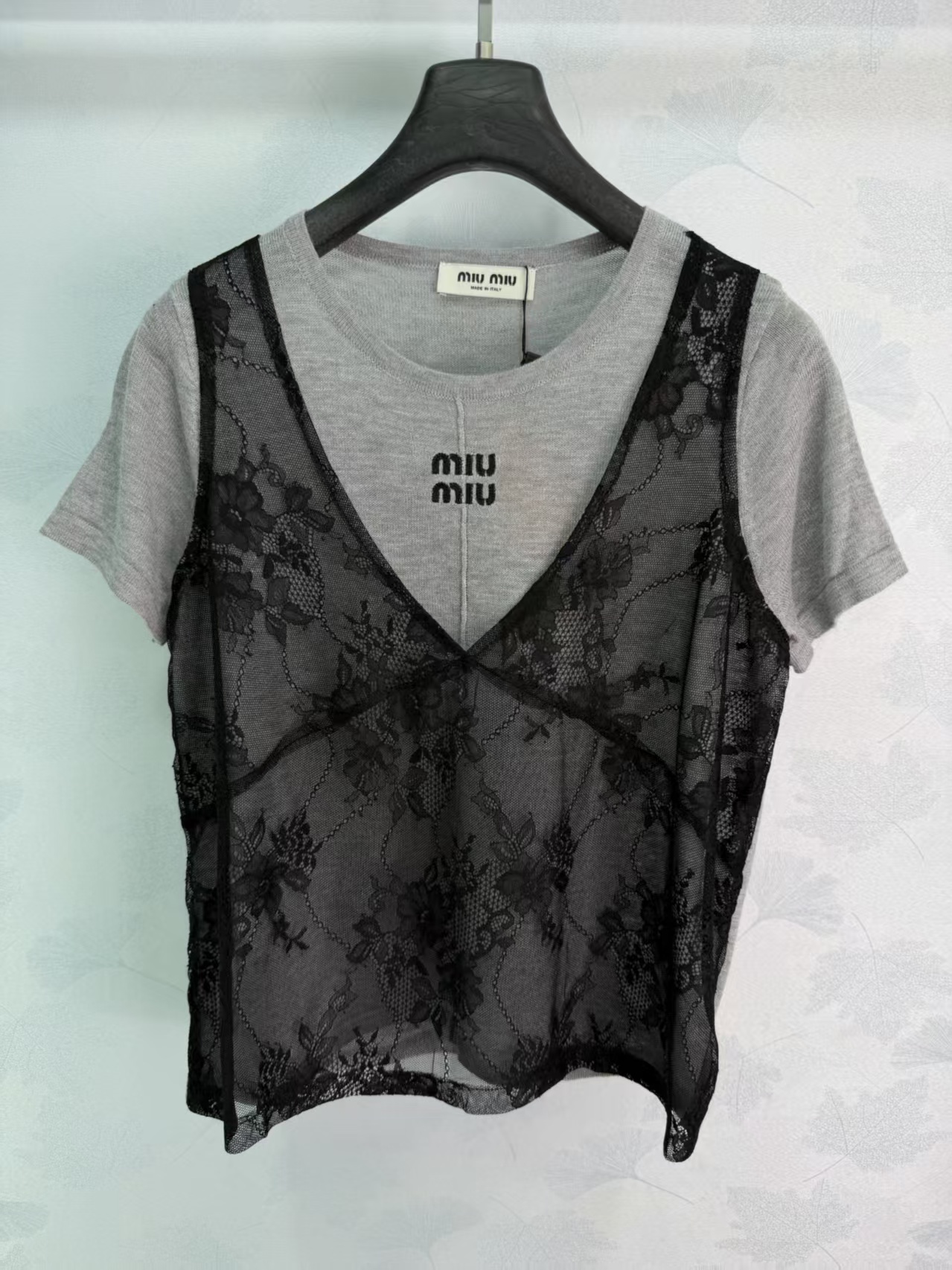 Mi 2026 Spring/Summer New Color-Block Fake Two-Piece Knit Short Sleeve