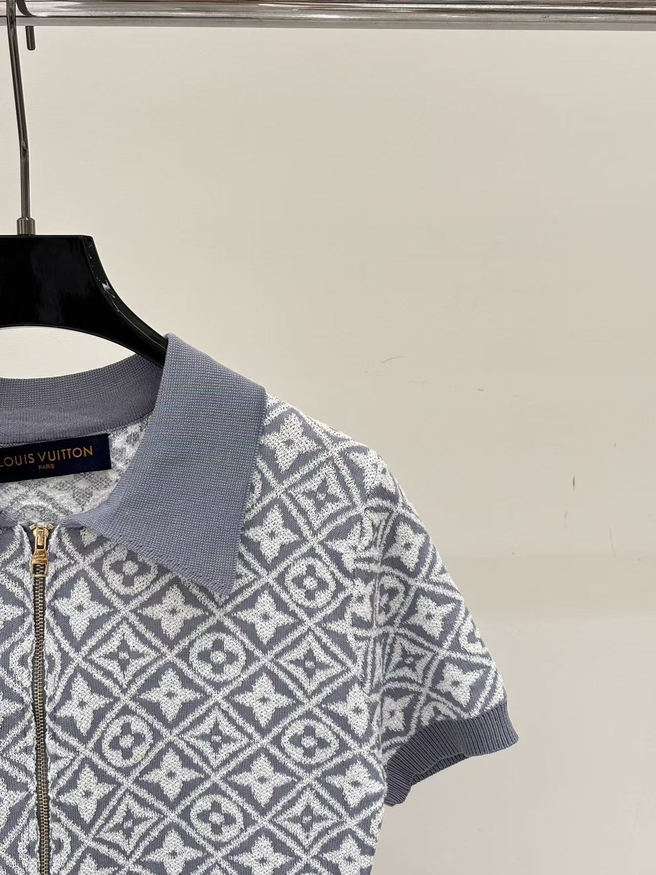 LO 26 Blue Diamond Monogram Polo Knit Mini Dress