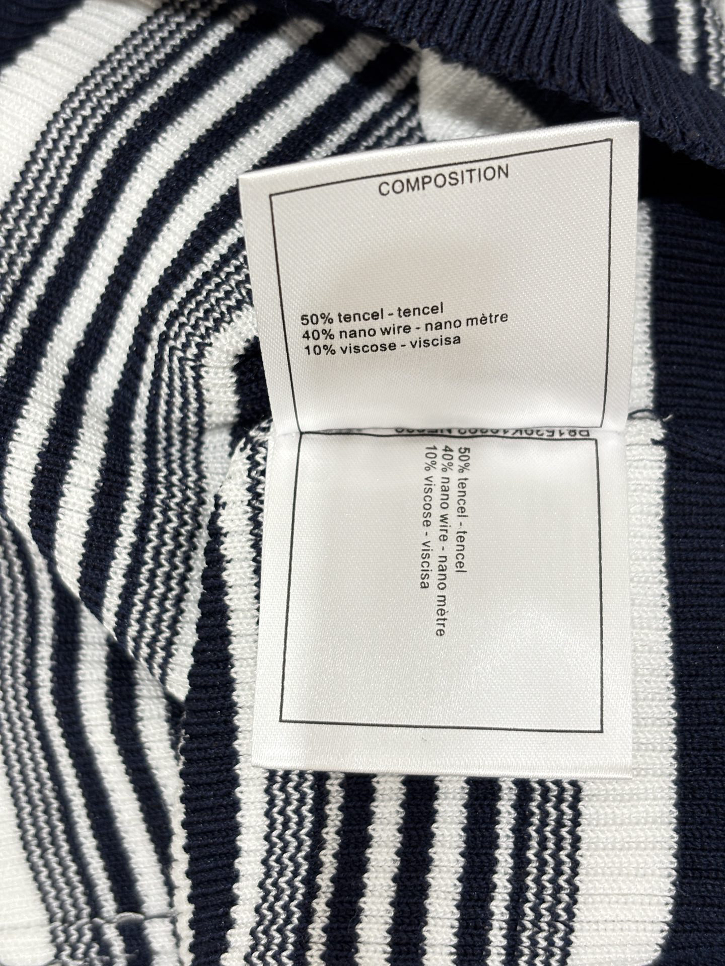 CHANE25SS Round Neck Letter Logo Stripe Patchwork Colour Block Knit Short Sleeve