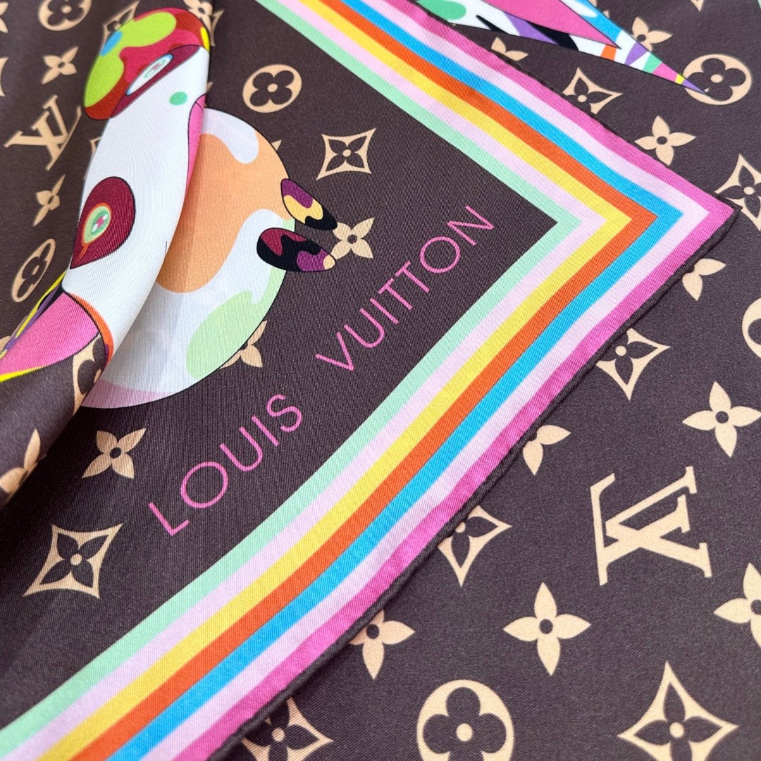 Louis Vuit 90x90cm Silk Reversible Same Colour Scarf