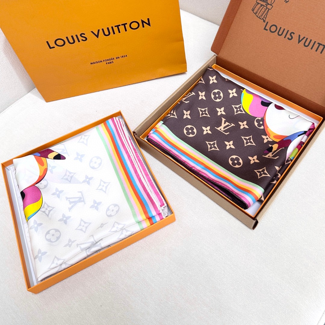 Louis Vuit 90x90cm Silk Reversible Same Colour Scarf