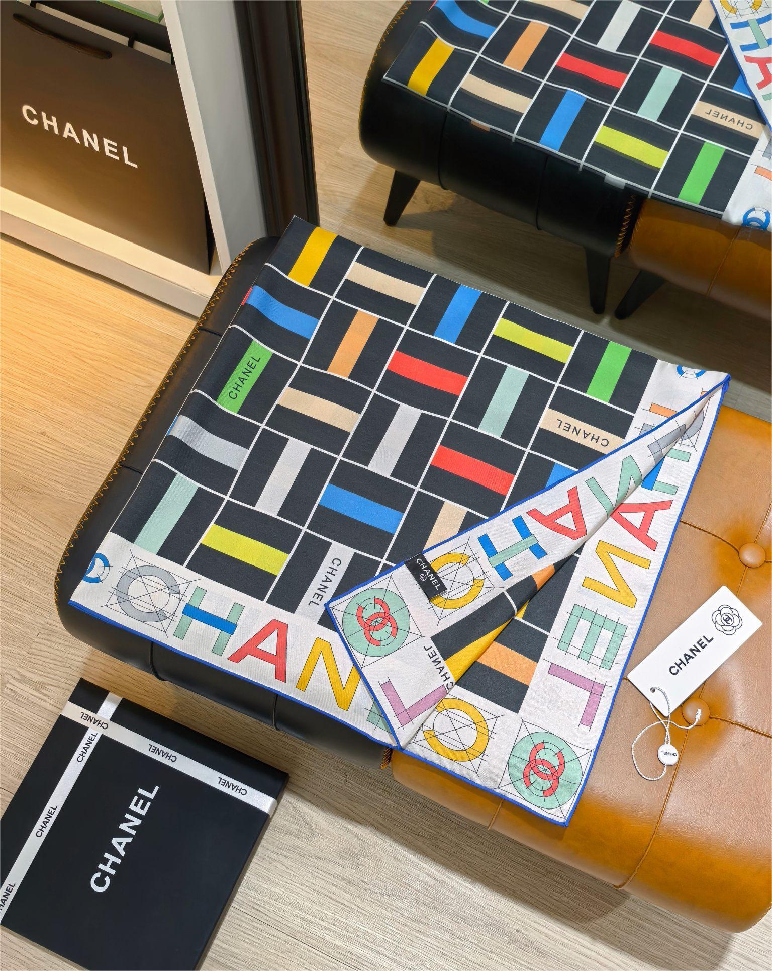 CHANE 90x90cm Twill Silk Square Scarf