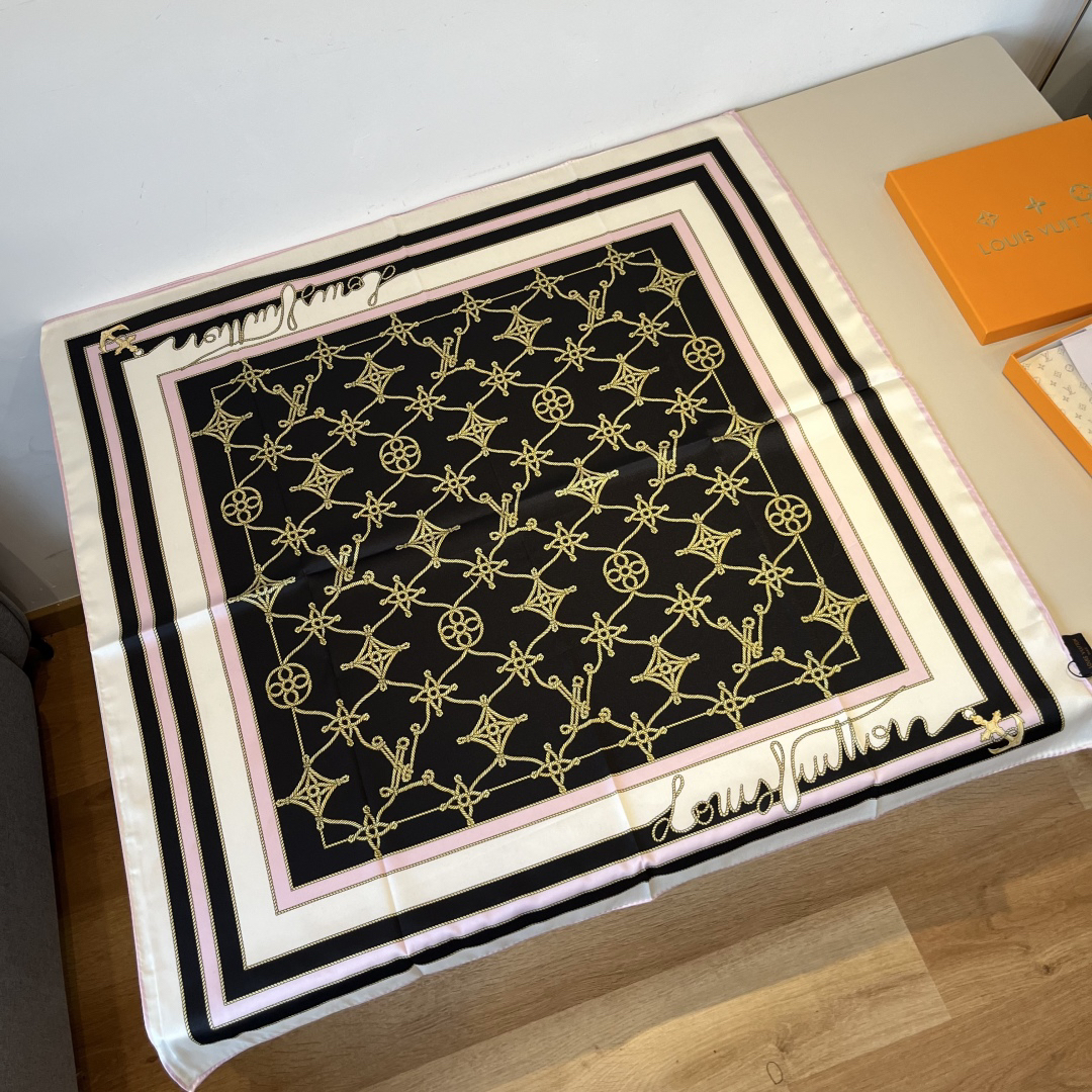 LU25SS90x90cm Nautical Style Mulberry Silk Square Scarf