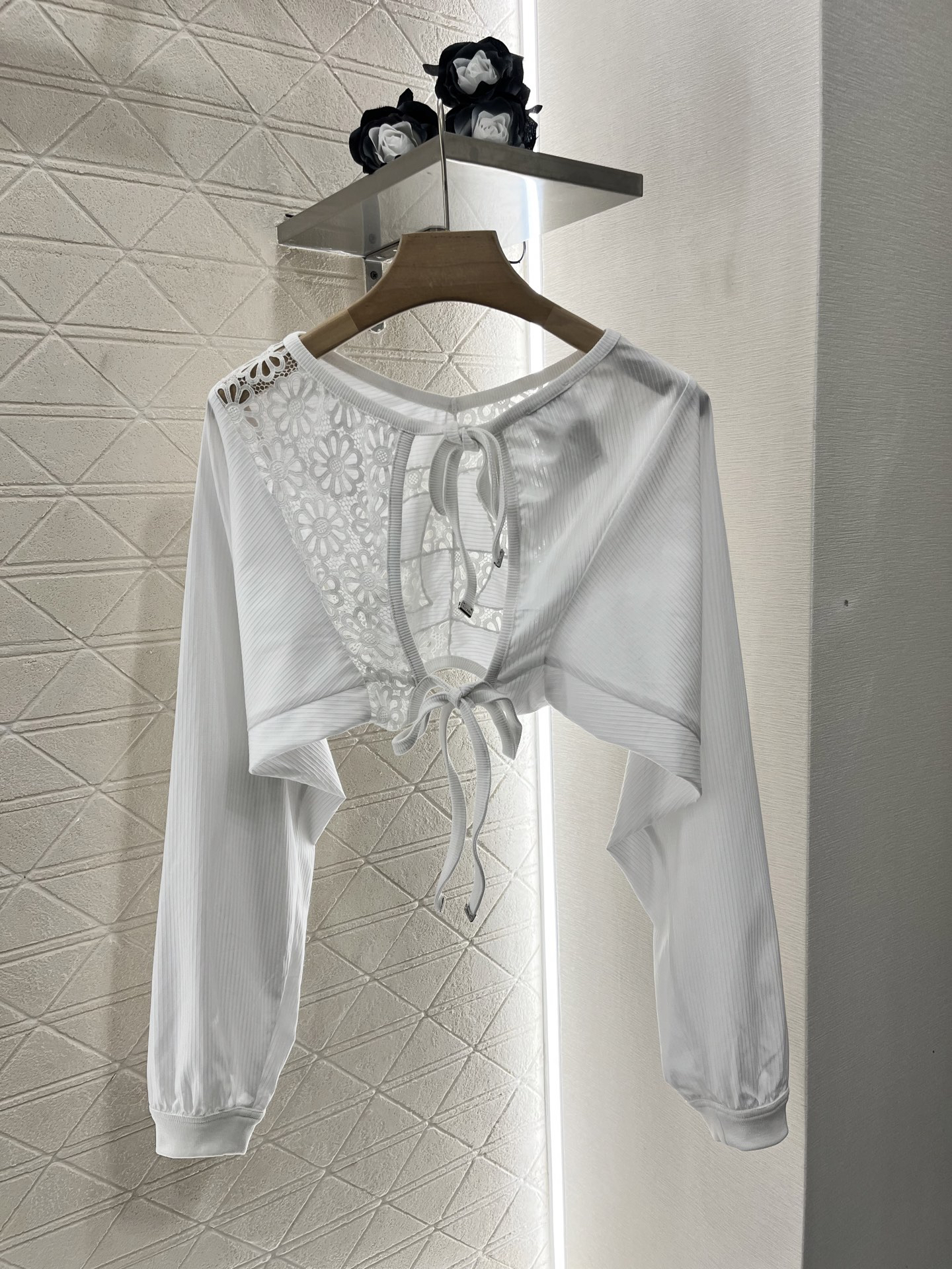 CHANE25SS Heavy Embroidered Silk Long Sleeve Top
