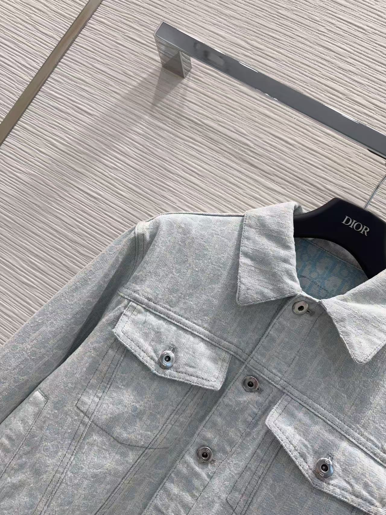 Di 26 Light Wash Denim Jacket Lined Monogram Print