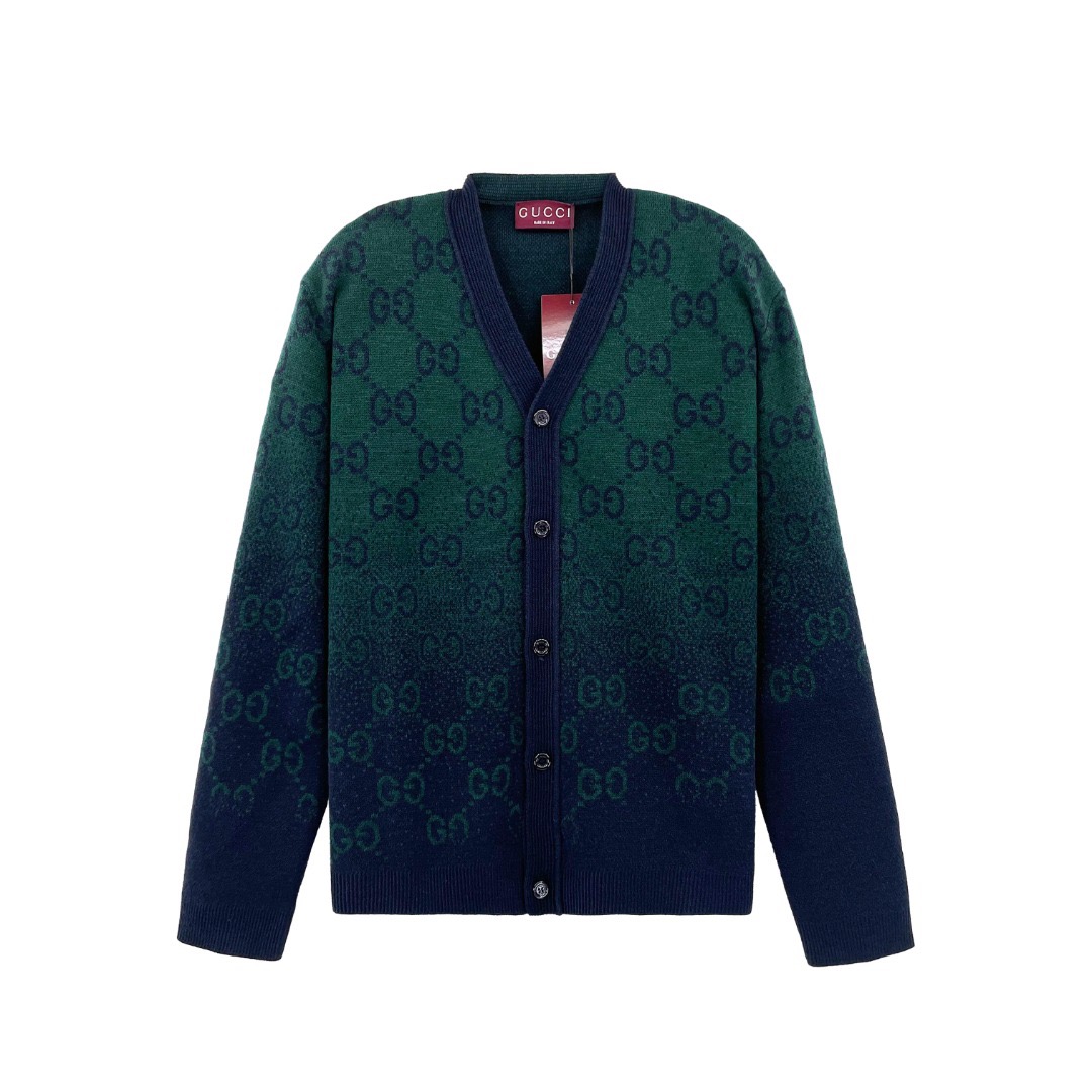 GG Gradient Printed Sweater Cardigan