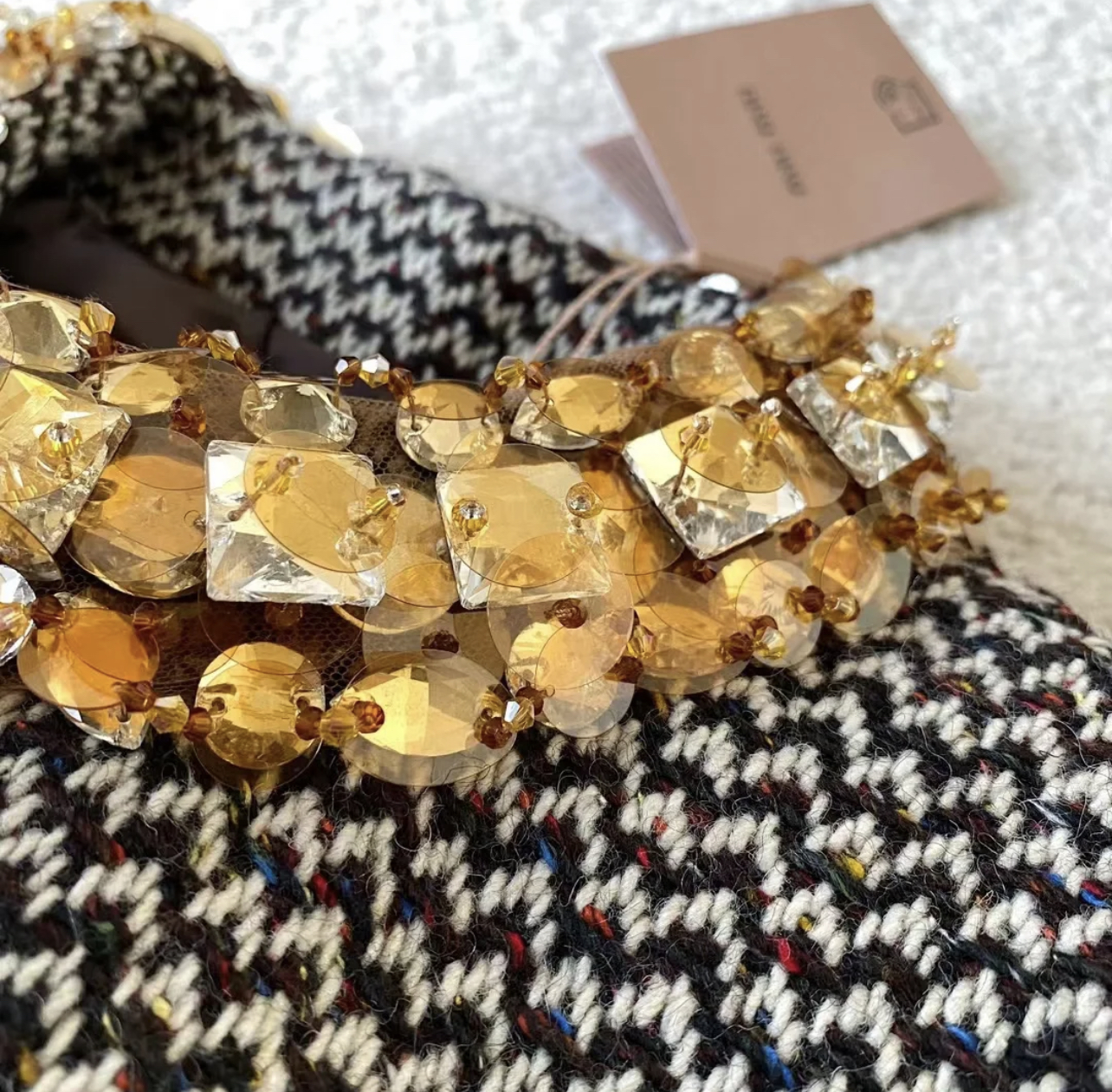 MM Golden sequin woolen short jacket
