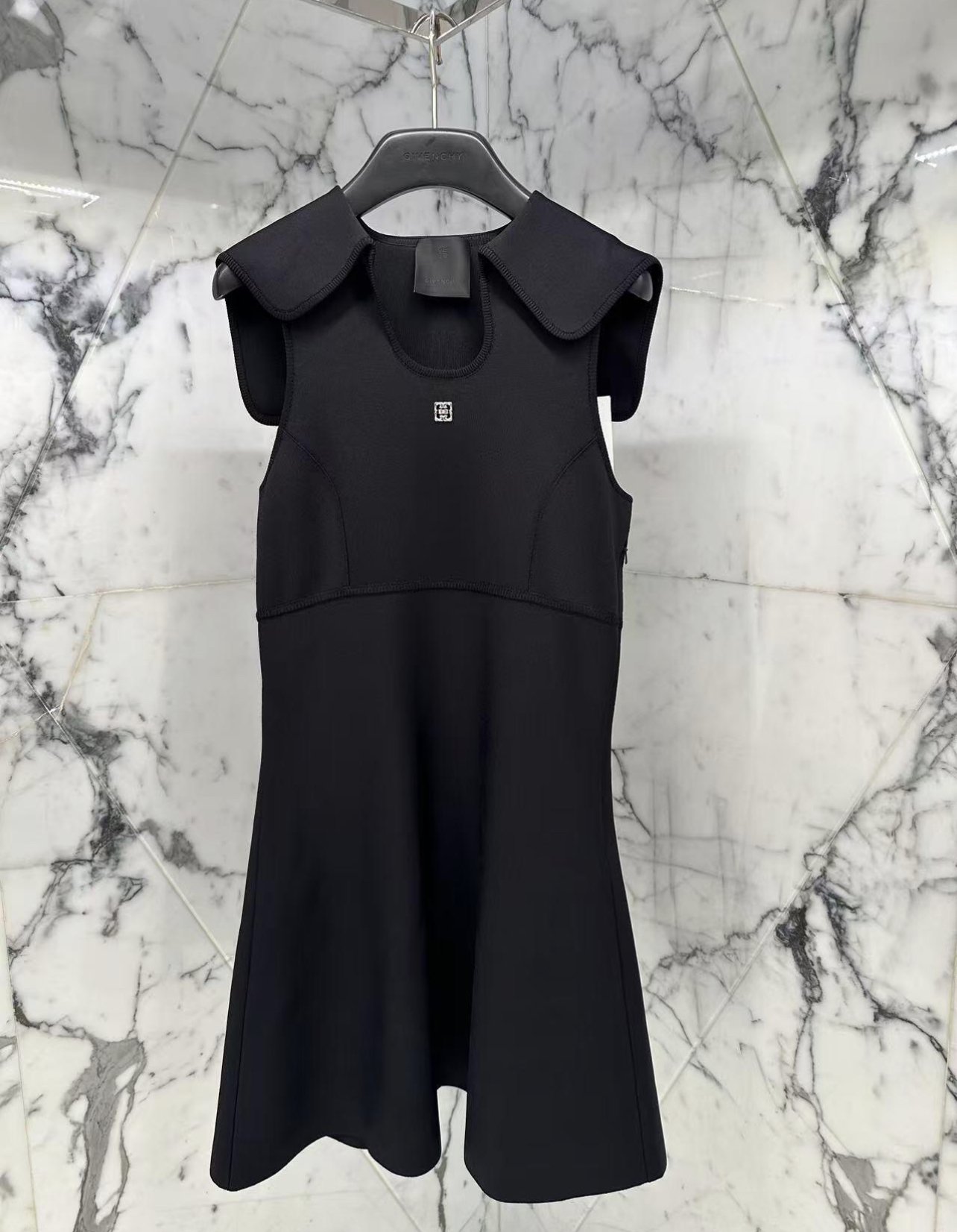 JFX Navy collar knitted long skirt