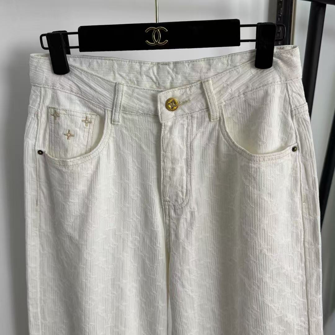 LO 26 Subtle Jacquard Pattern Five Pocket Loose Straight Jeans