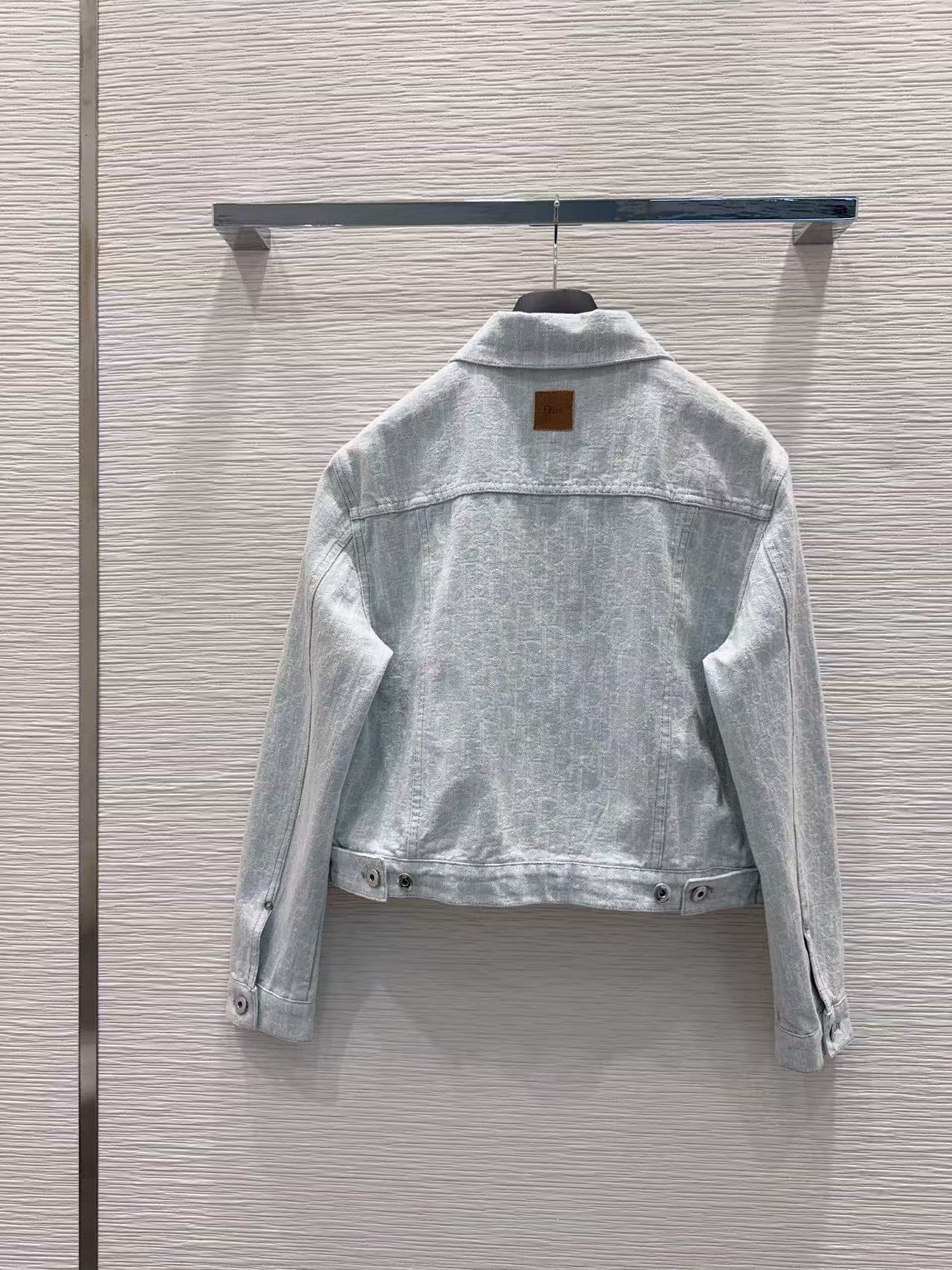 Di 26 Light Wash Denim Jacket Lined Monogram Print