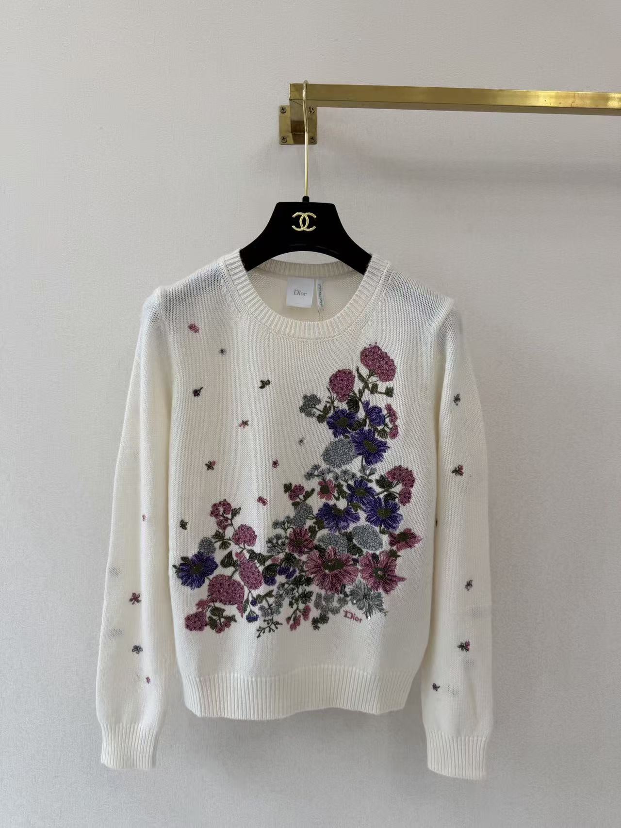 Di Vintage Garden Floral Stitch Light Knit Top