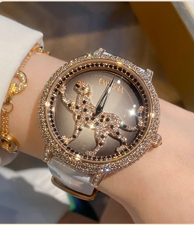 Dv  Ultra-Flash Gold Leopard Full Diamond Watch