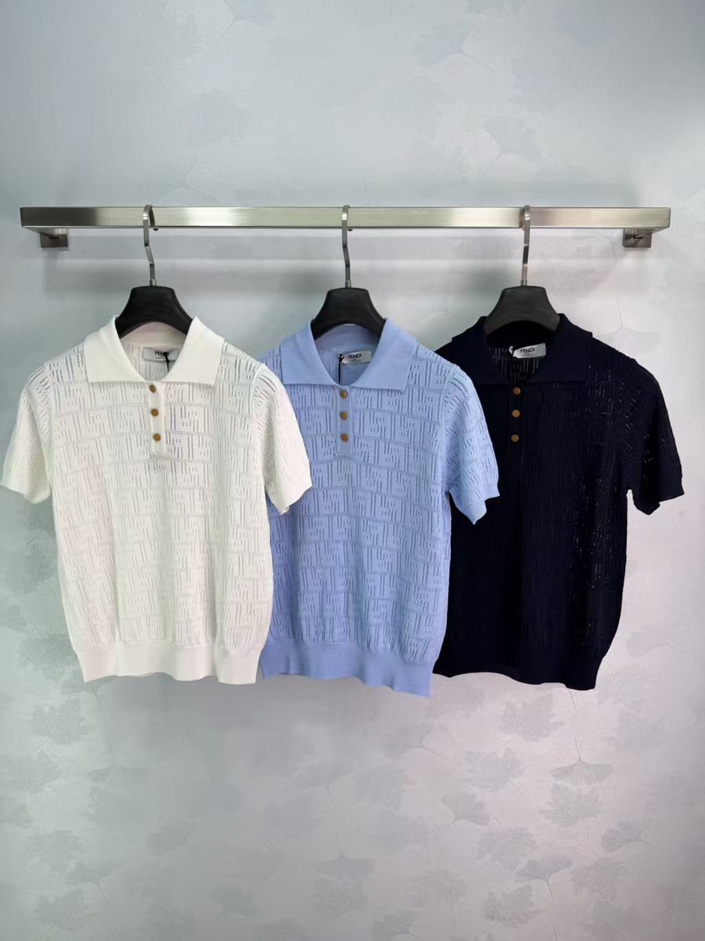 FE* 2026 Spring/Summer New Collared Hollow Knit Short Sleeve
