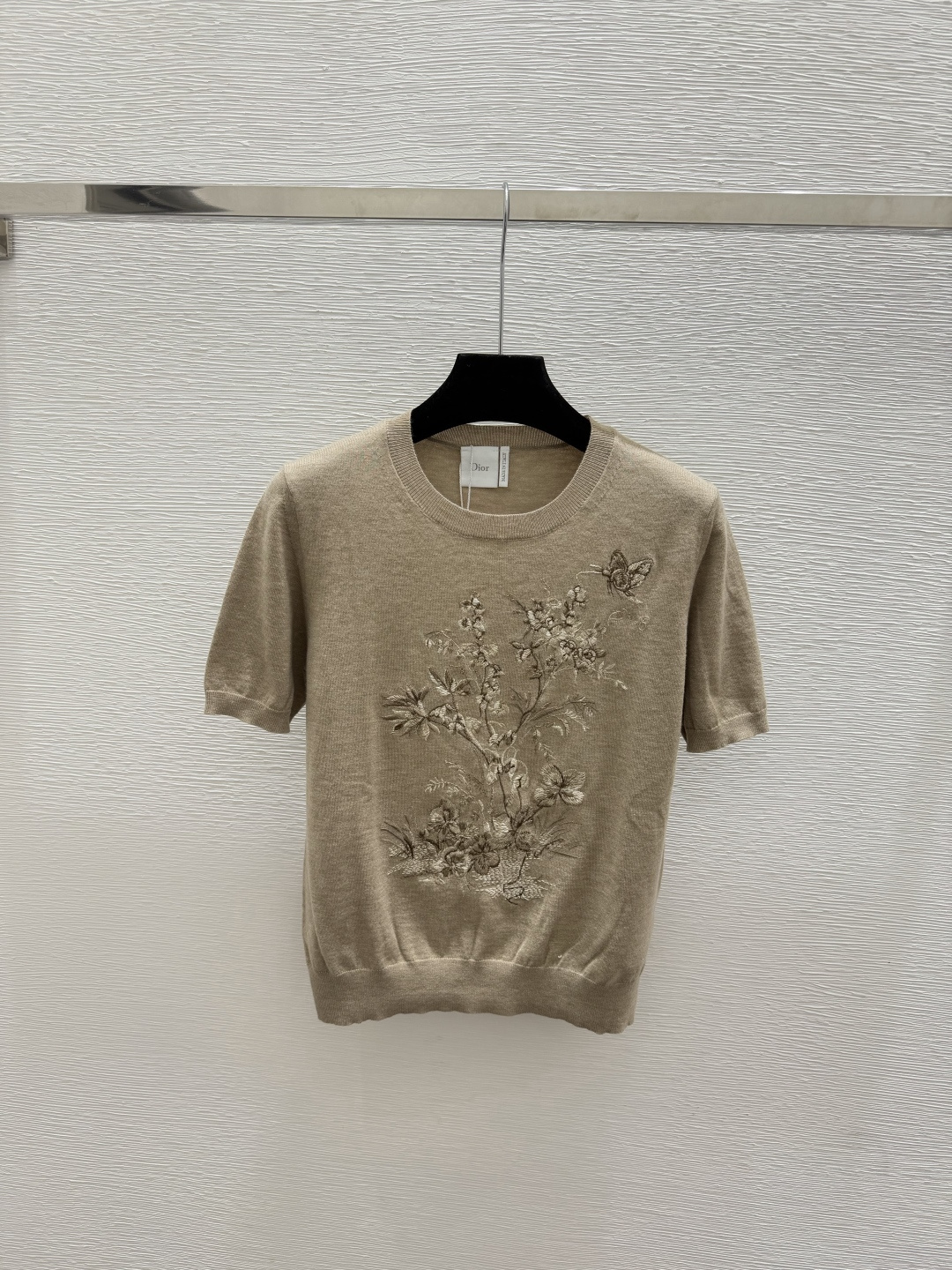 Di Vintage Botanical Embroidery Fine Knit Blouse