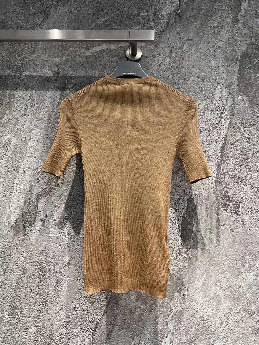 PR Milk tea color knitted short sleeves