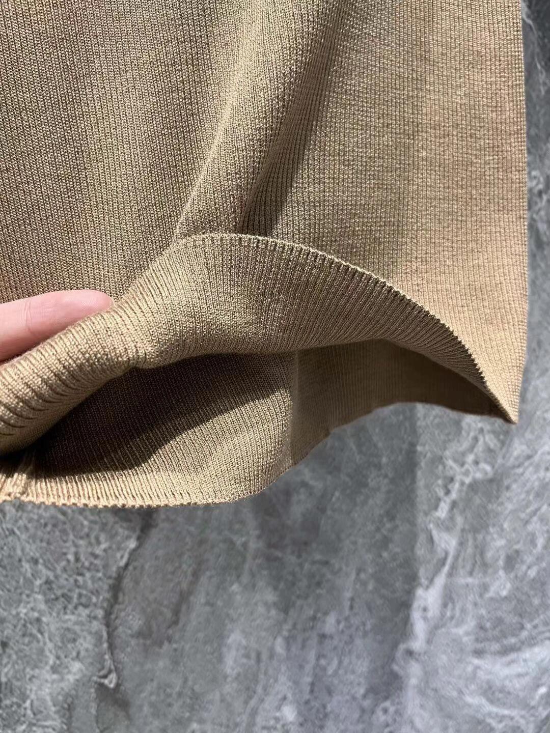 PR Milk tea color knitted short sleeves