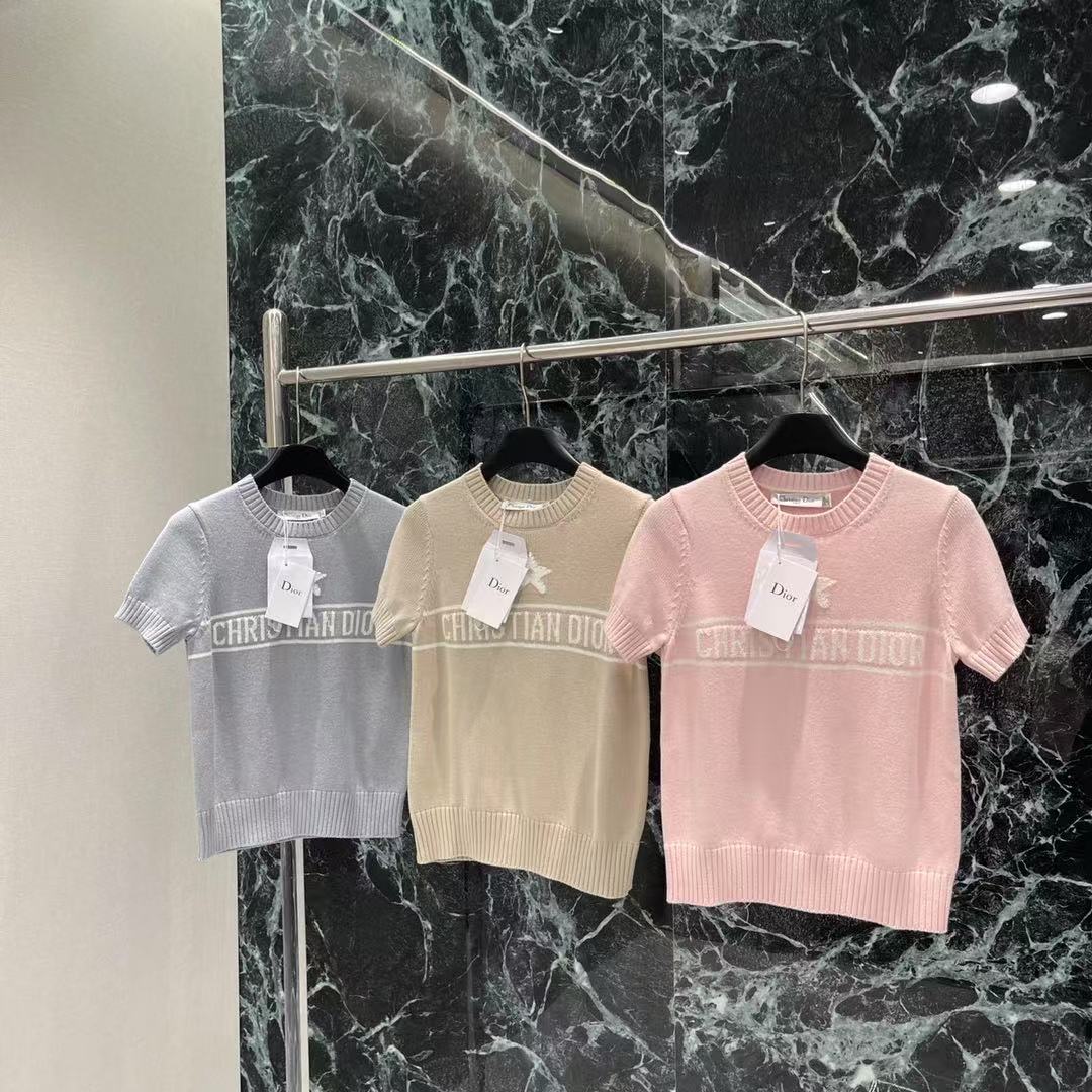 Di 26Round neck color block knitted short sleeves