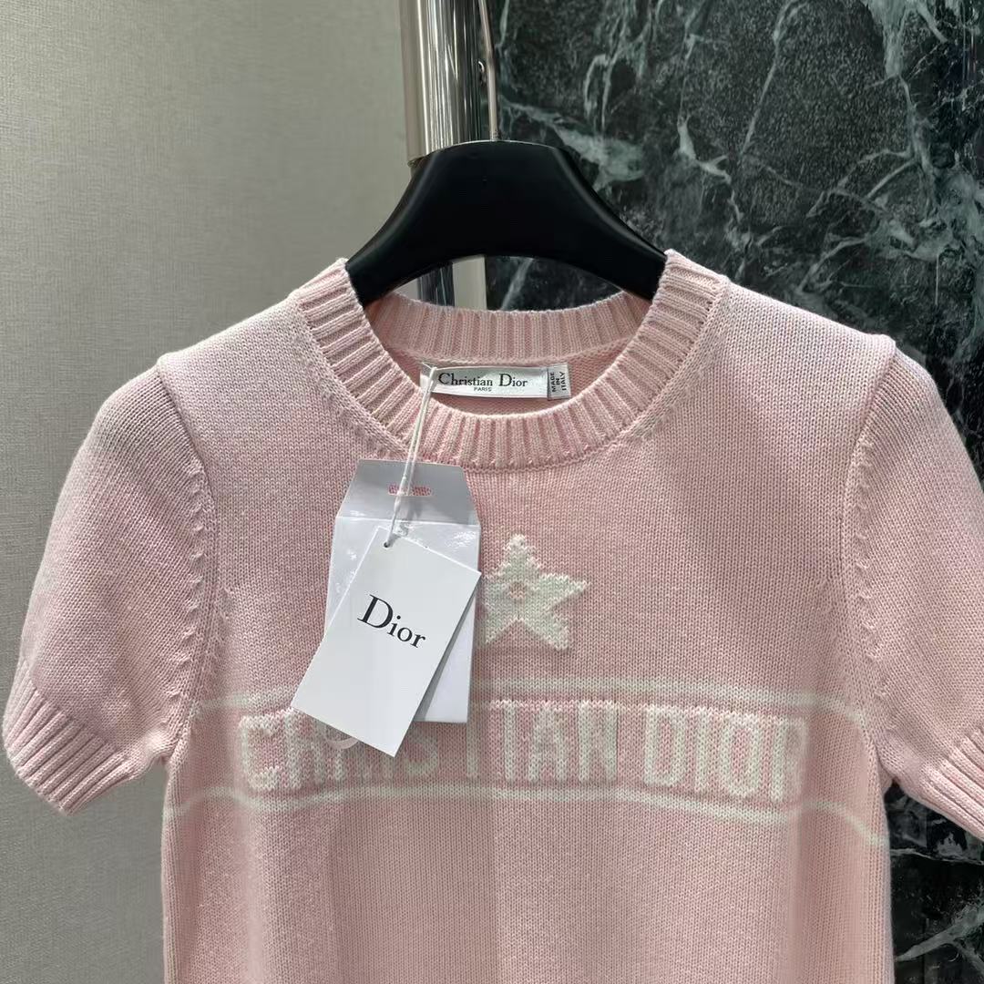 Di 26Round neck color block knitted short sleeves