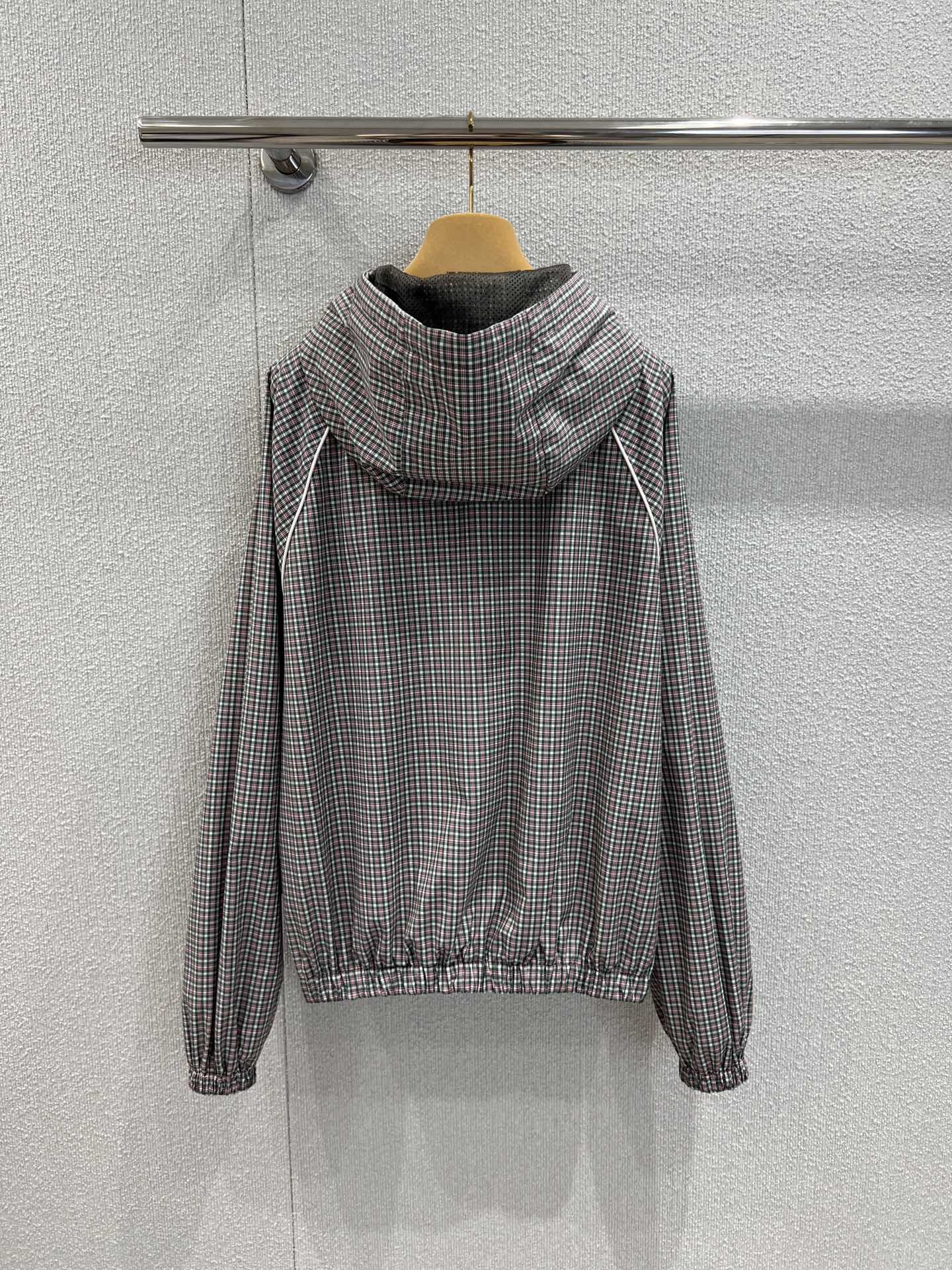 MM 2025SS Plaid hooded zipper windbreaker jacket