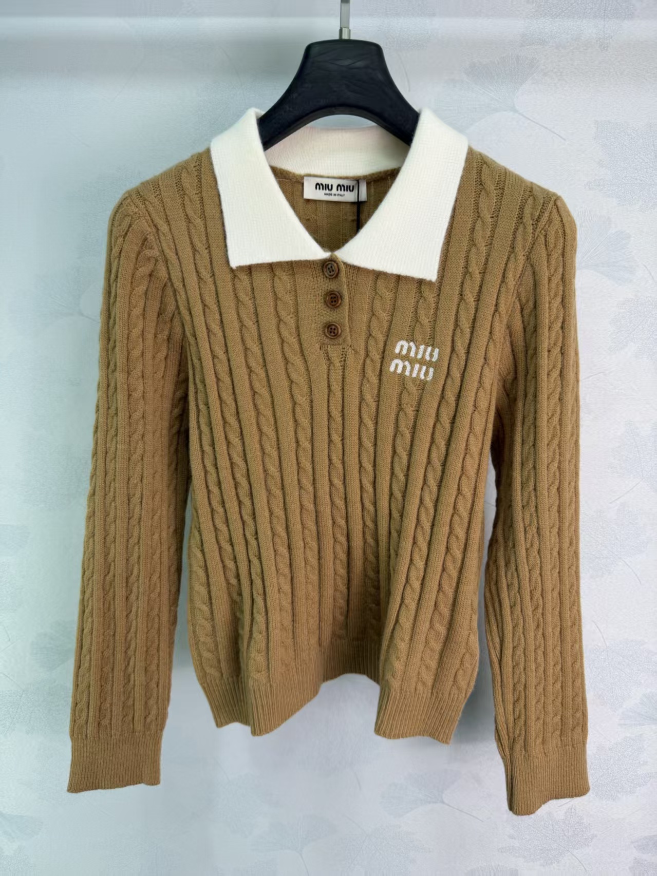 Mi* 2026 Early Autumn New Color-block Fake Two-piece Lapel Knitted Long Sleeve Sweater