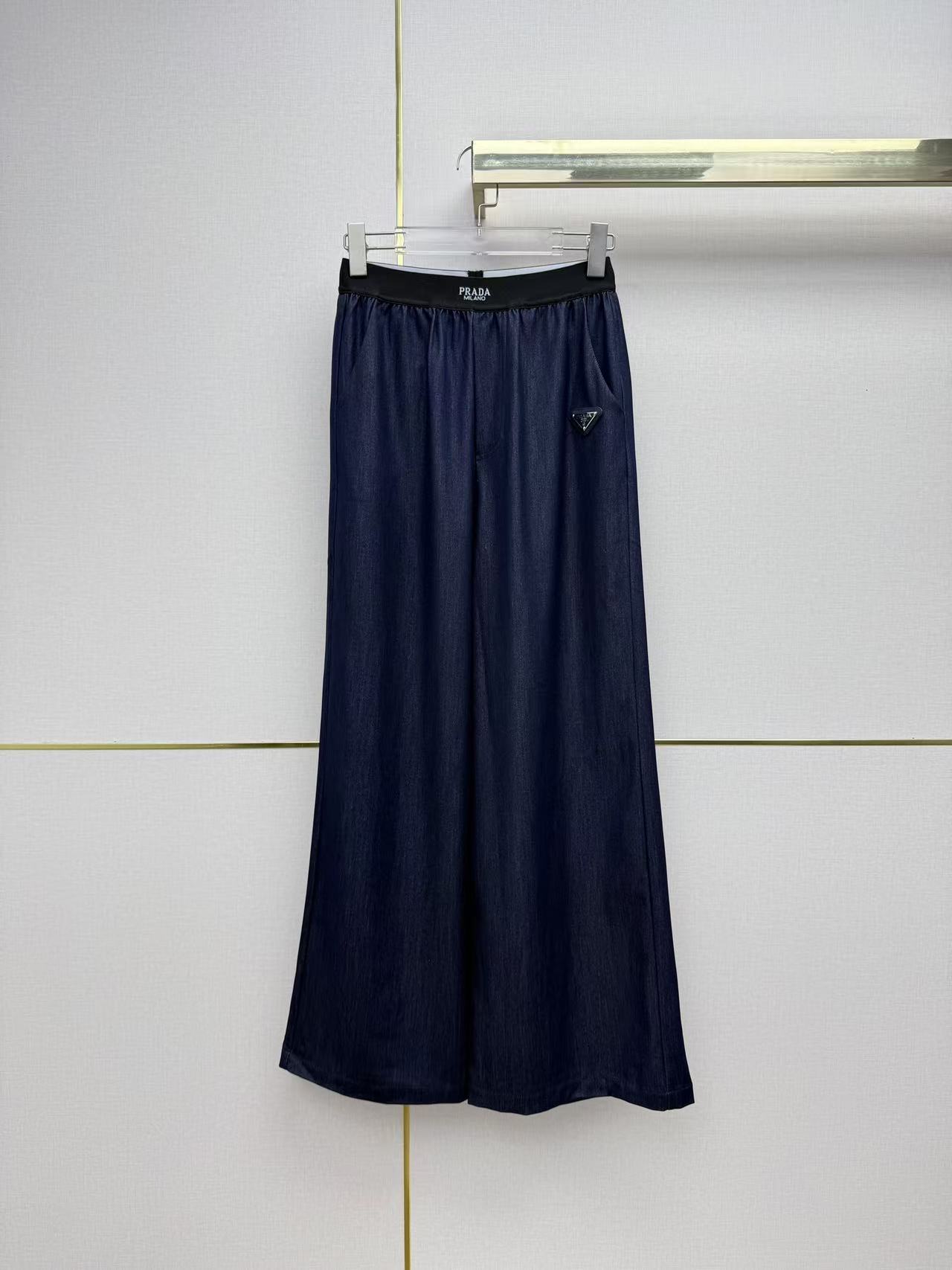 PR 26 Soft Denim Elastic Waist Wide Leg Trousers