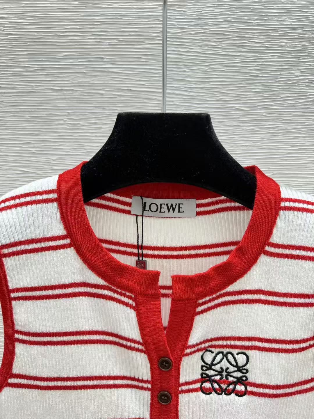 LOE Half Button Embroidered Stripe Knit Cami