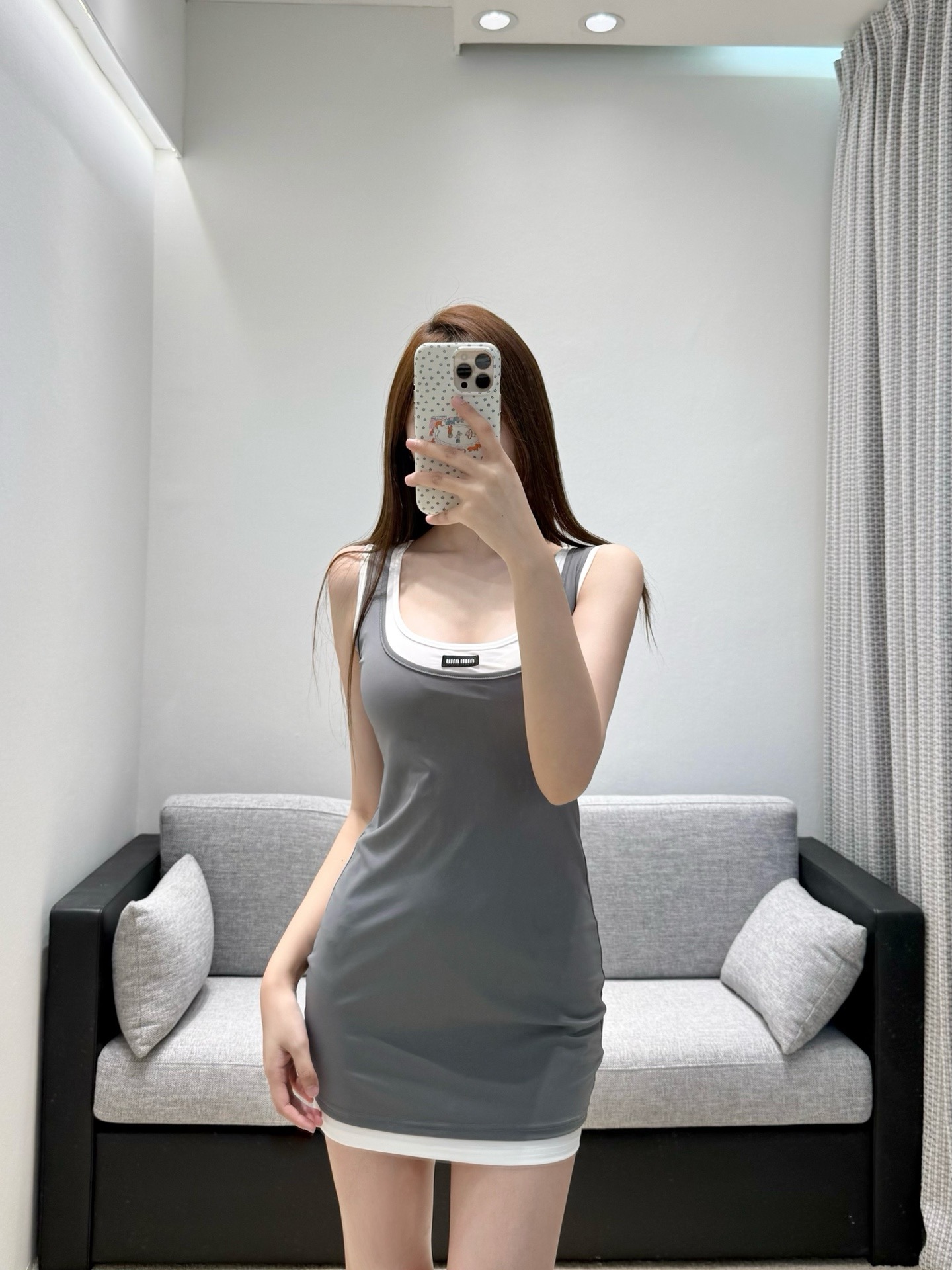 Mi**Color-block Fake Two-piece Tank Bodycon Dress