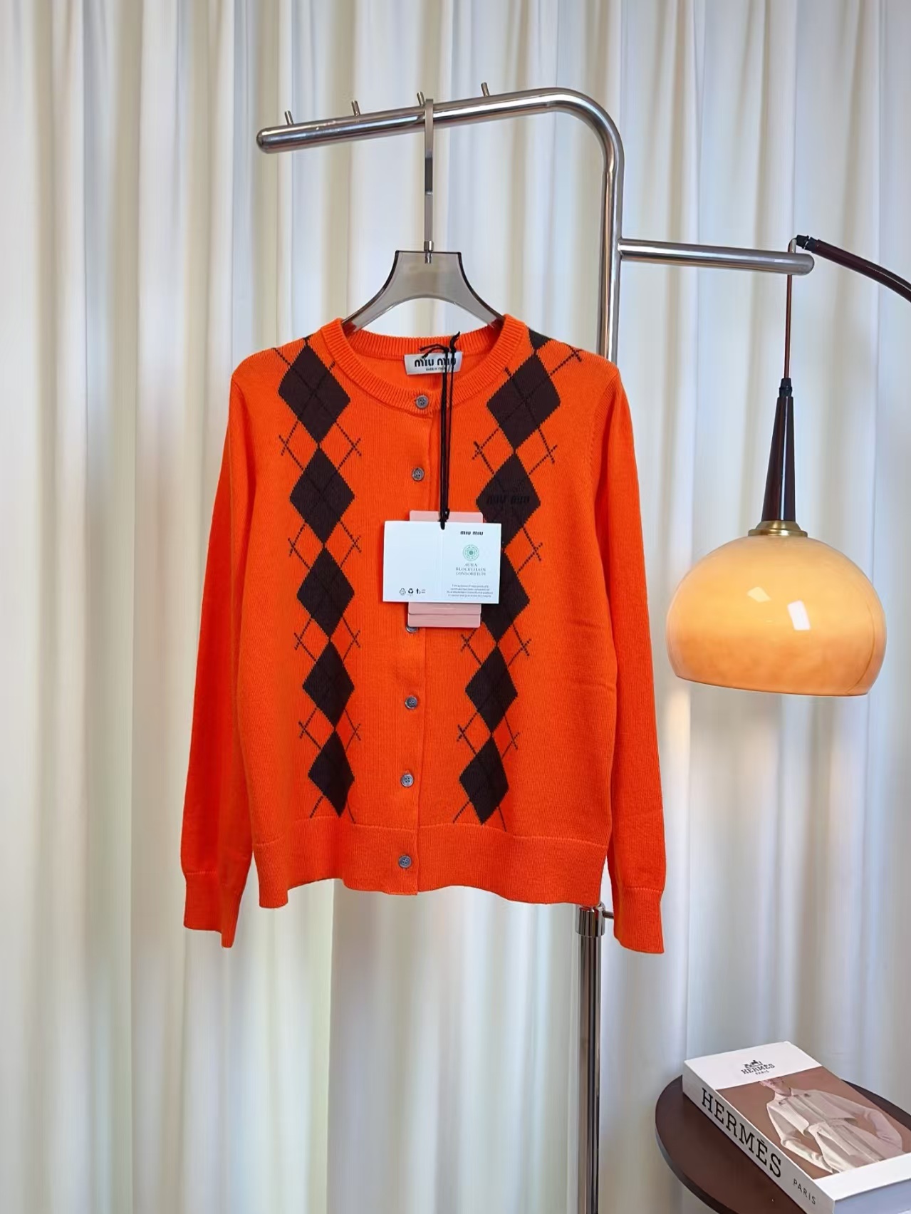 Mi** New Micro-logo Argyle Cashmere Cardigan. Custom