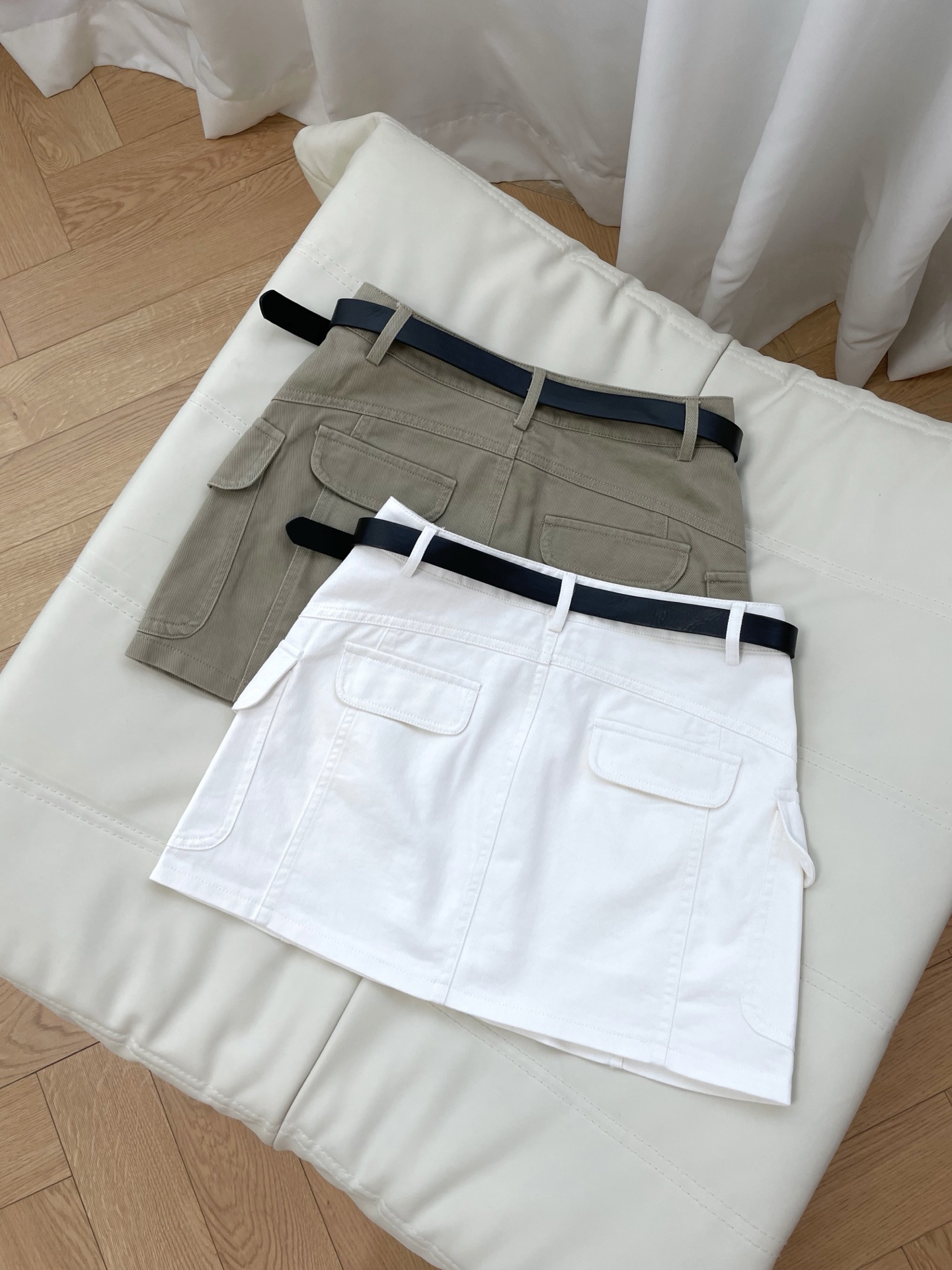Mi Utility Style Belted Denim MiSkirt