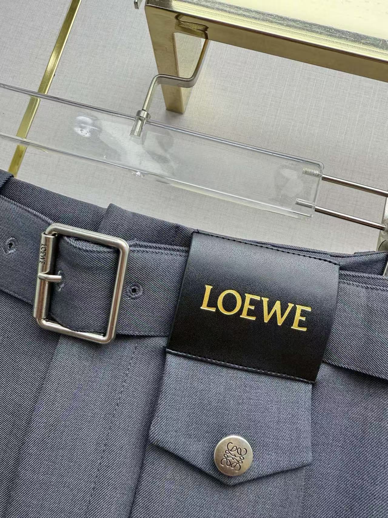 LOE High Waist Buckle Belt A-Line Pleated Skirt